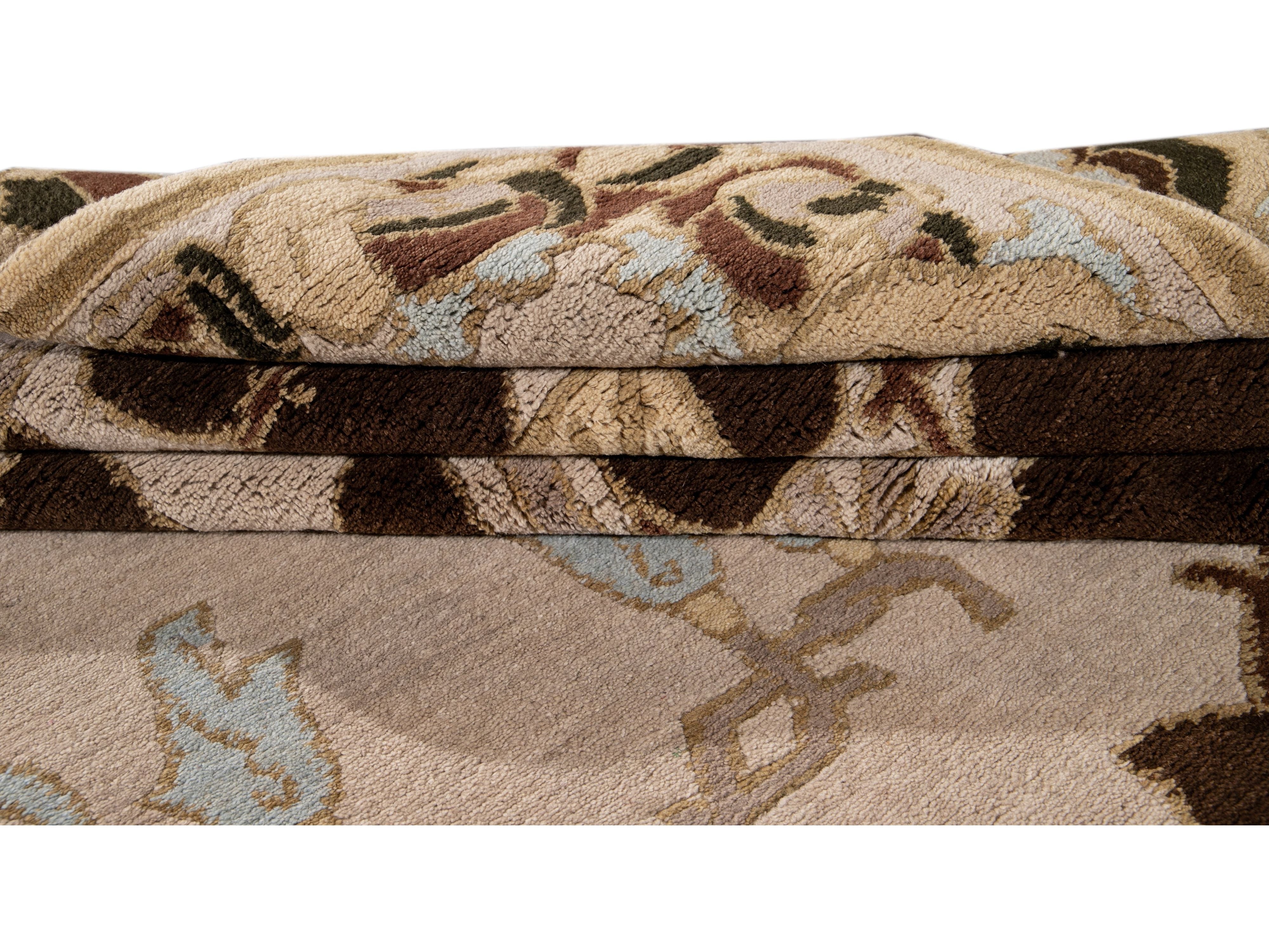 Modern Art & Crafts Style Wool Rug 9 X 12