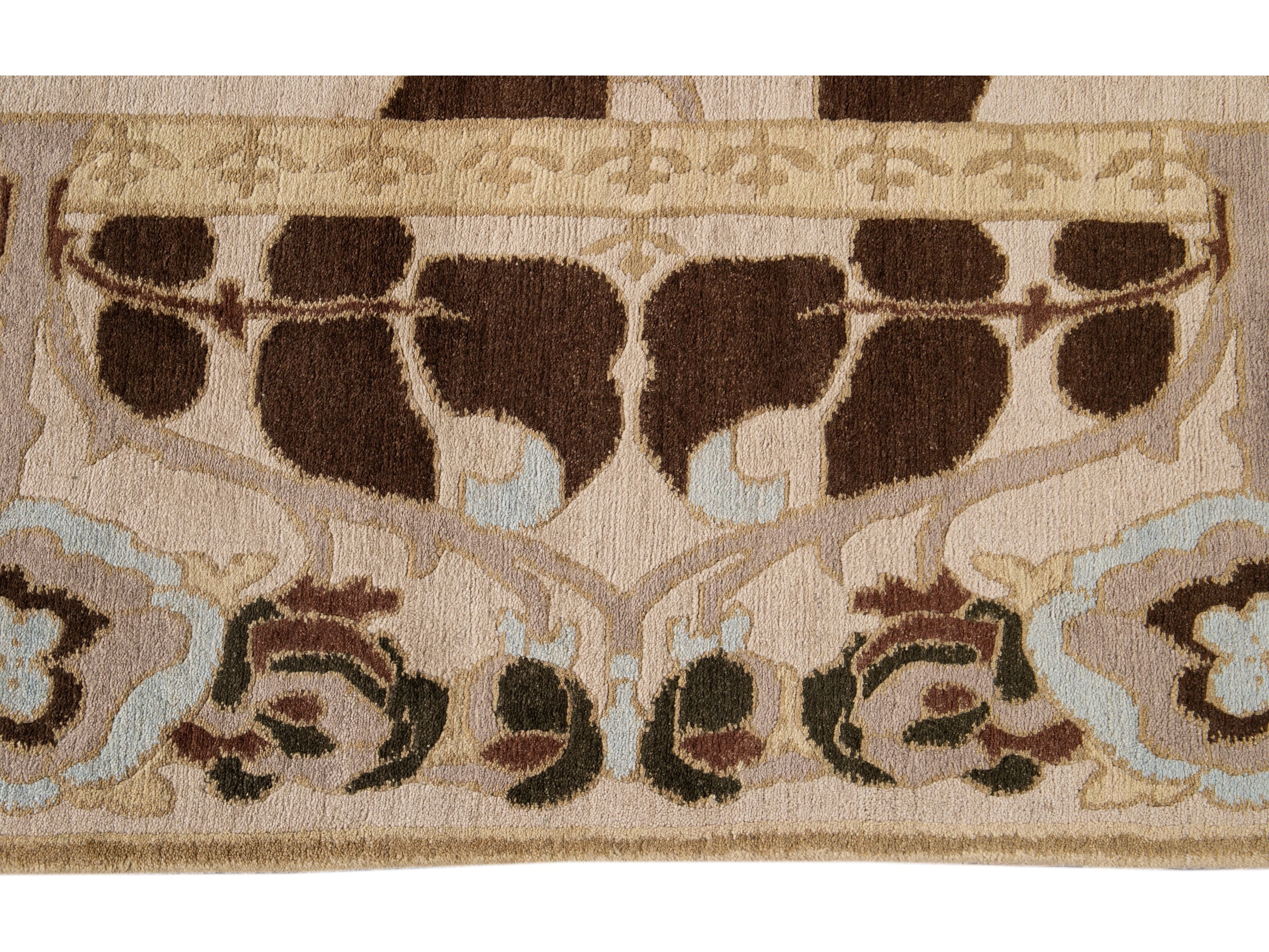 Modern Art & Crafts Style Wool Rug 9 X 12