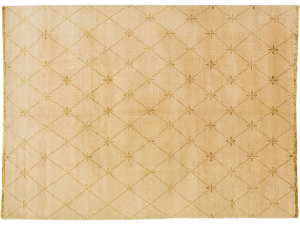 Modern Tibetan Wool & Silk Rug 10 X 14