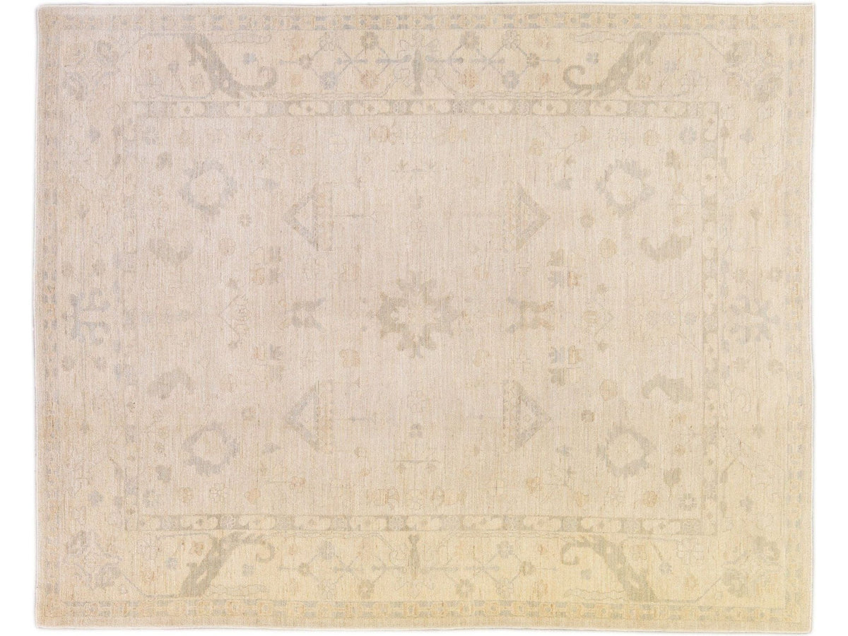 Modern Oushak Wool Rug 9 X 12