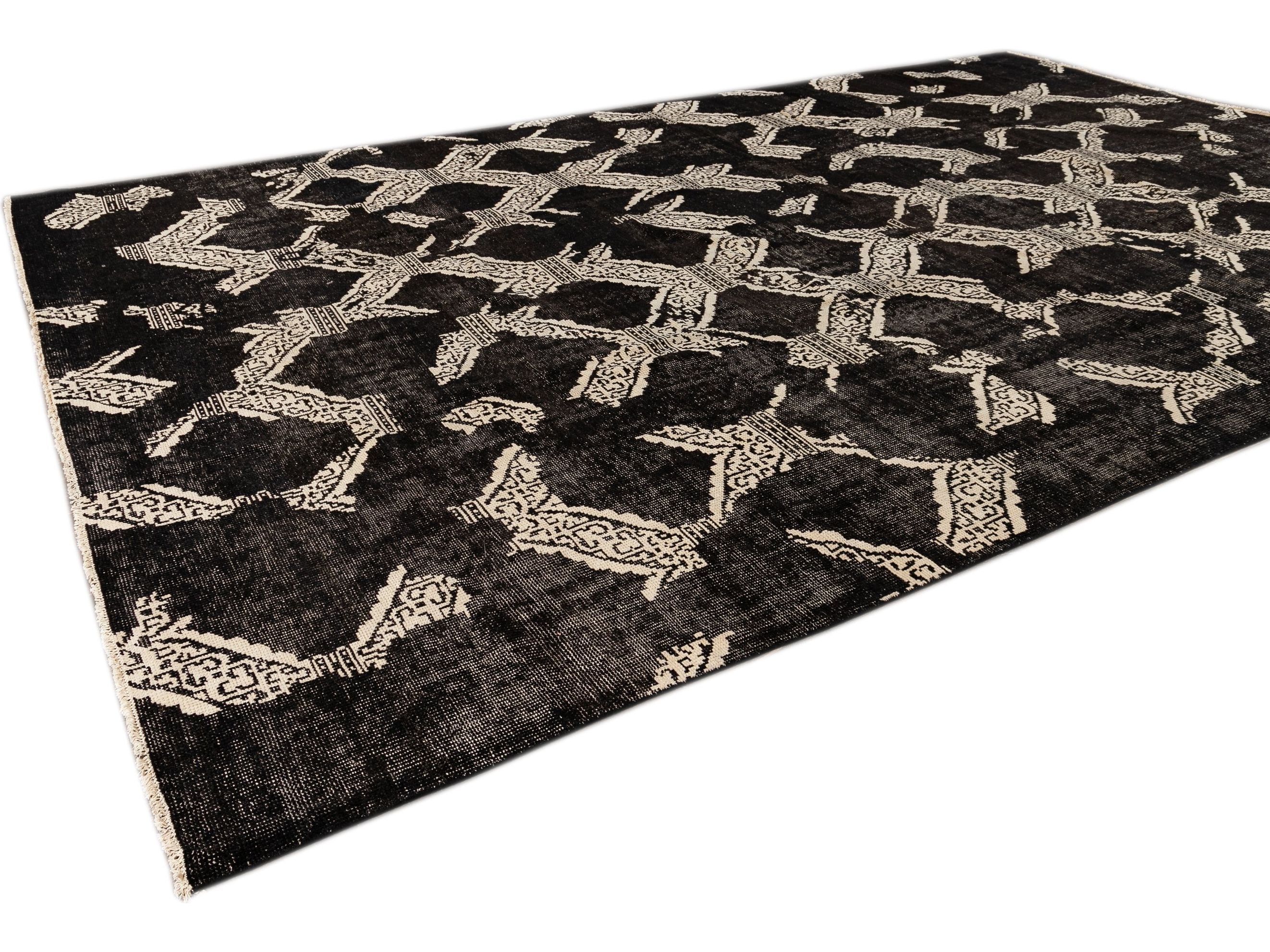 Mid-Century-Style Wool Rug 12 X 18