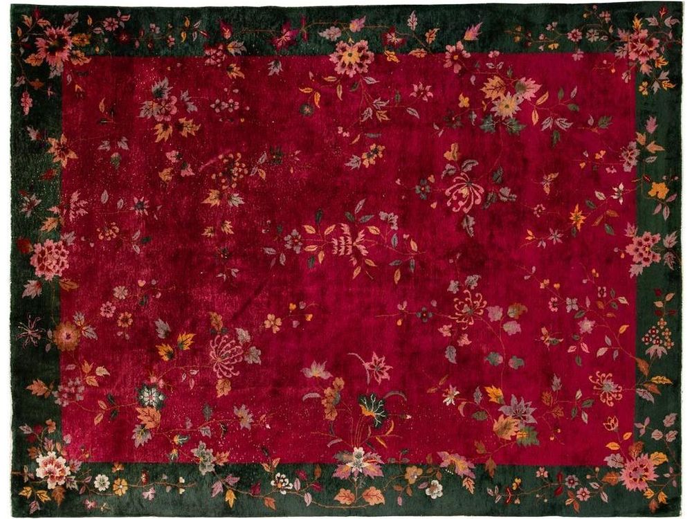 Antique Chinese Art Deco Wool Rug 9 X 11