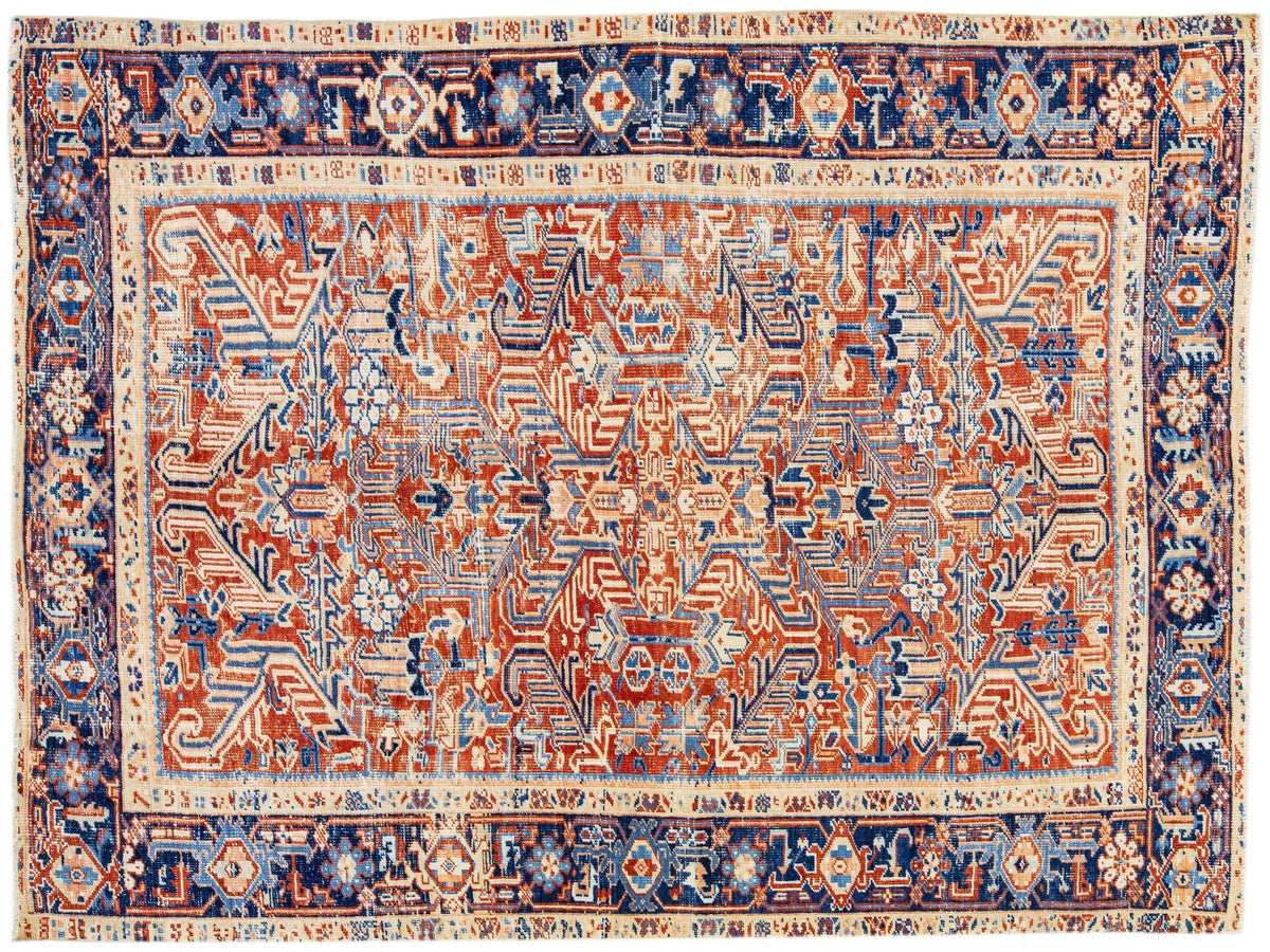 Antique Persian Heriz Wool Rug 6 X 8