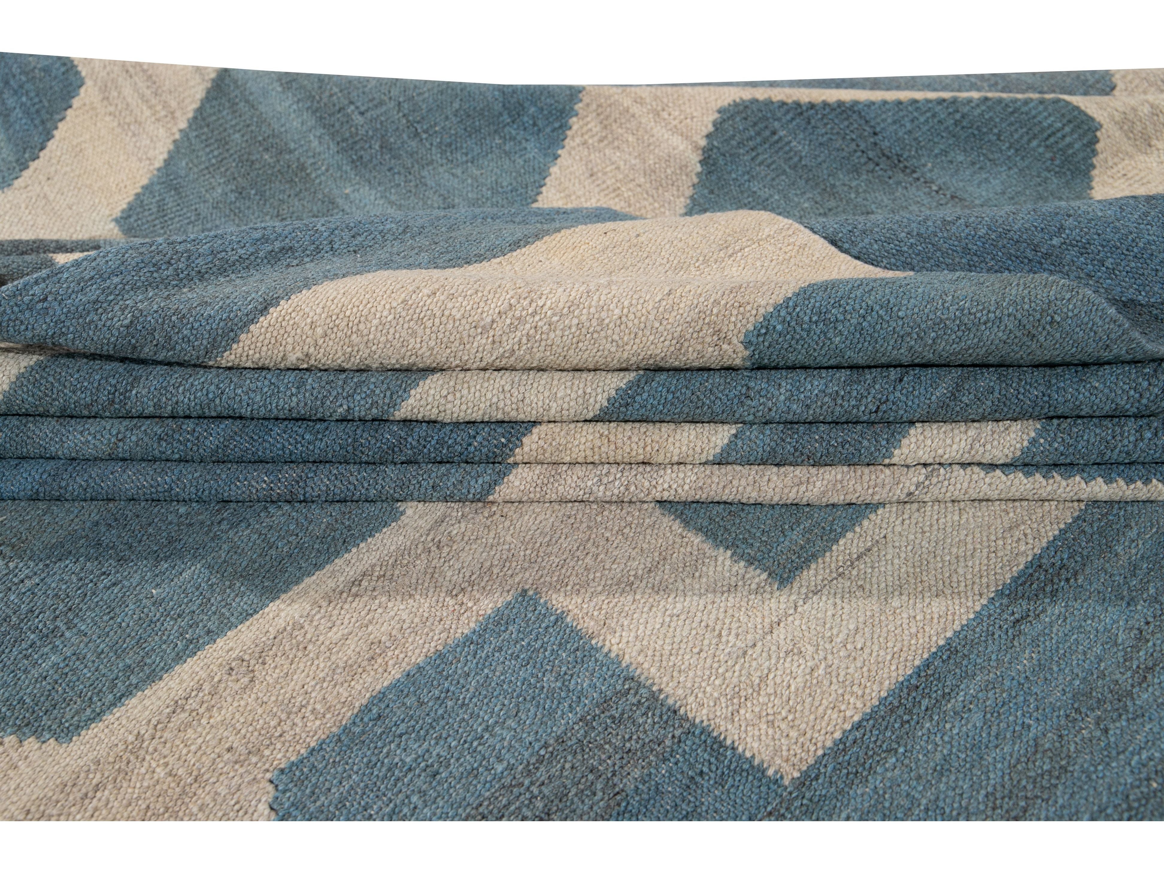 Modern Kilim Wool Rug 10 X 14