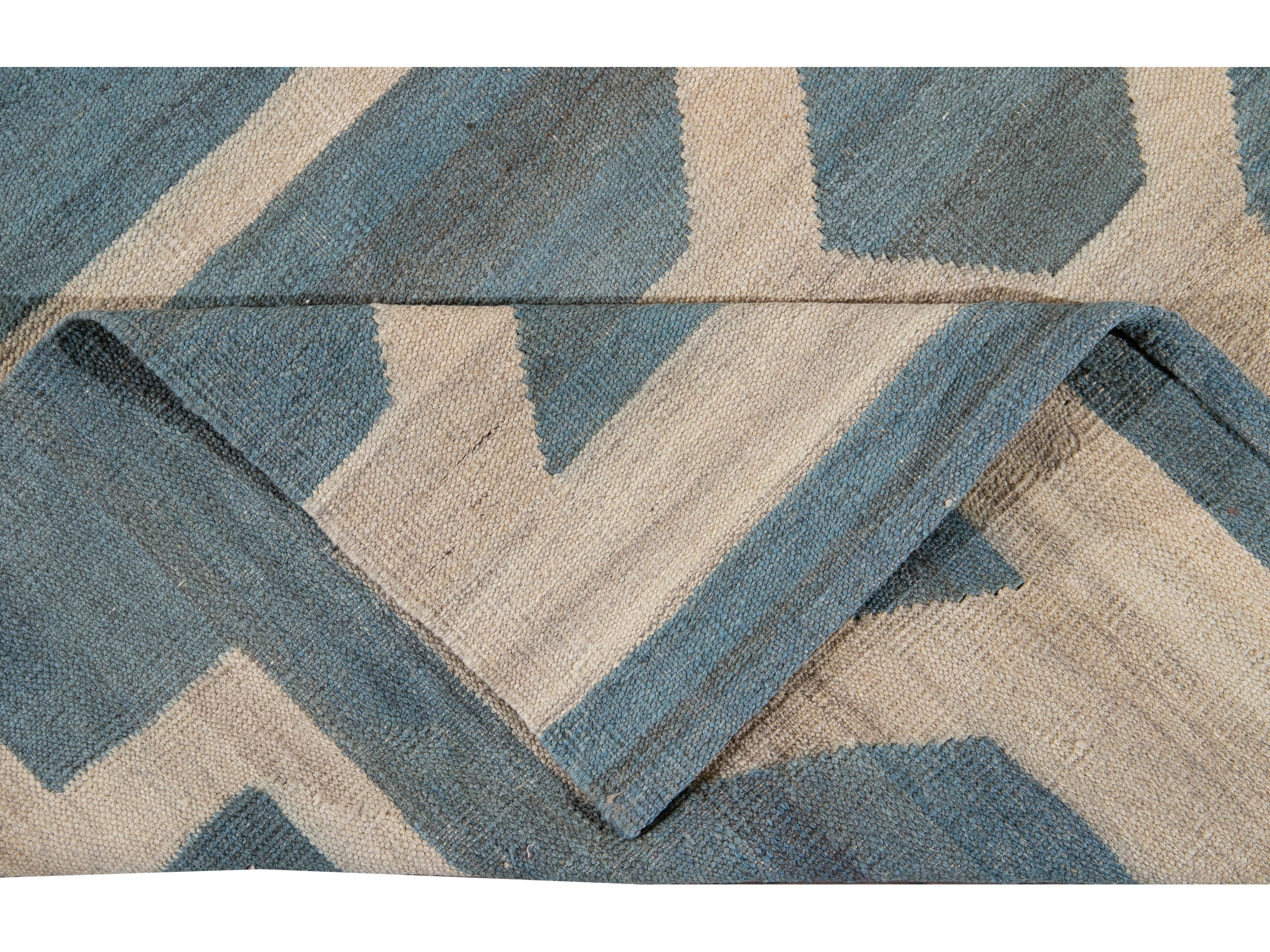 Modern Kilim Wool Rug 10 X 14