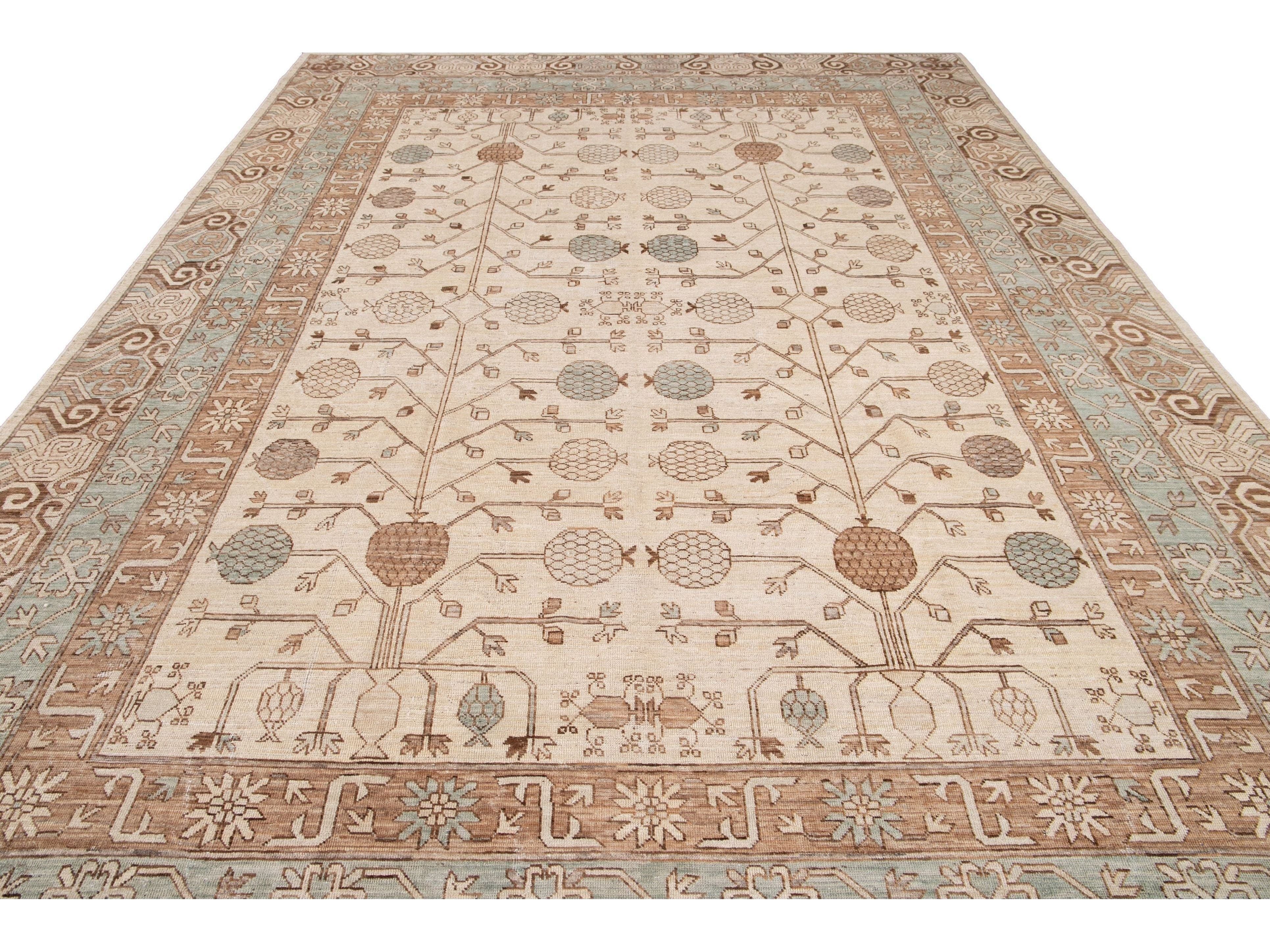 Modern Khotan Style Wool Rug 10 X 13
