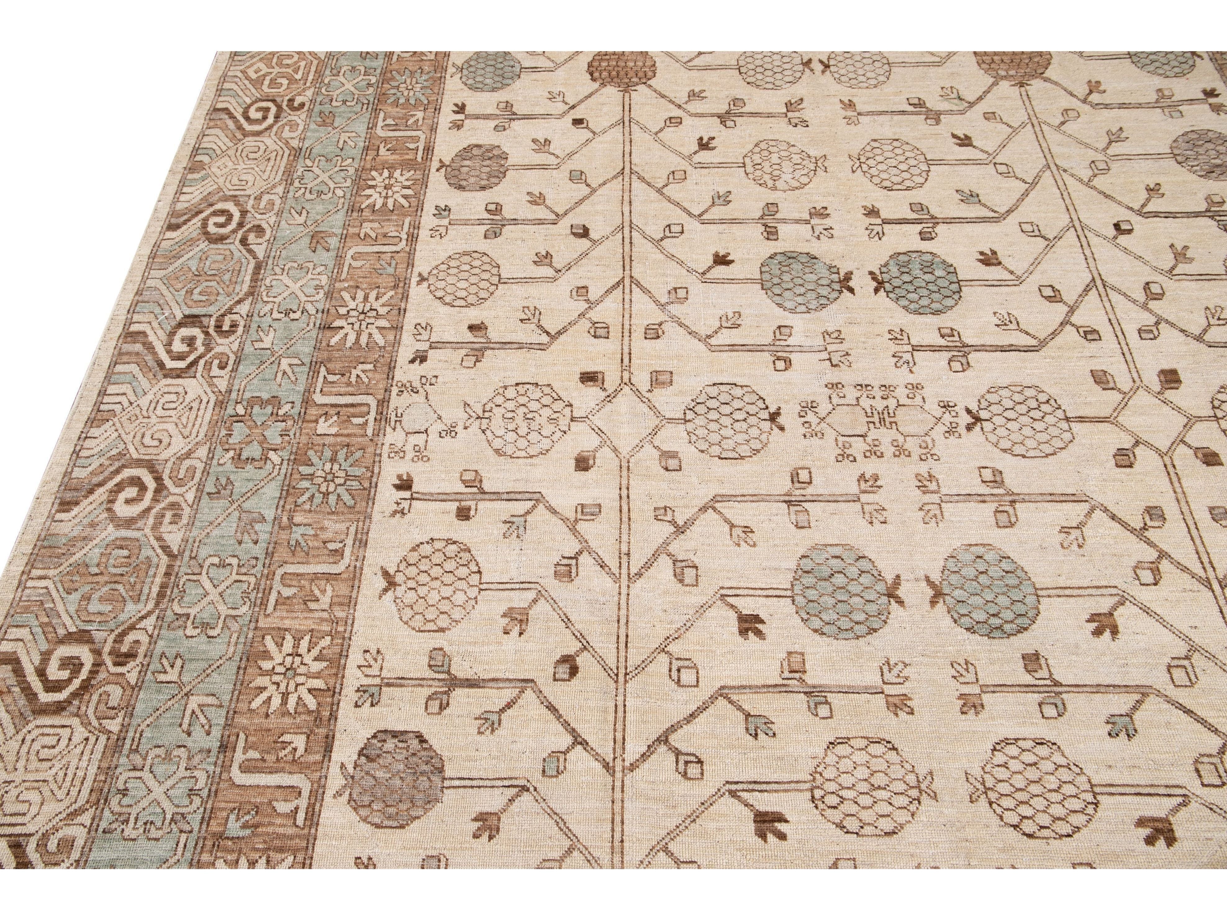 Modern Khotan Style Wool Rug 10 X 13