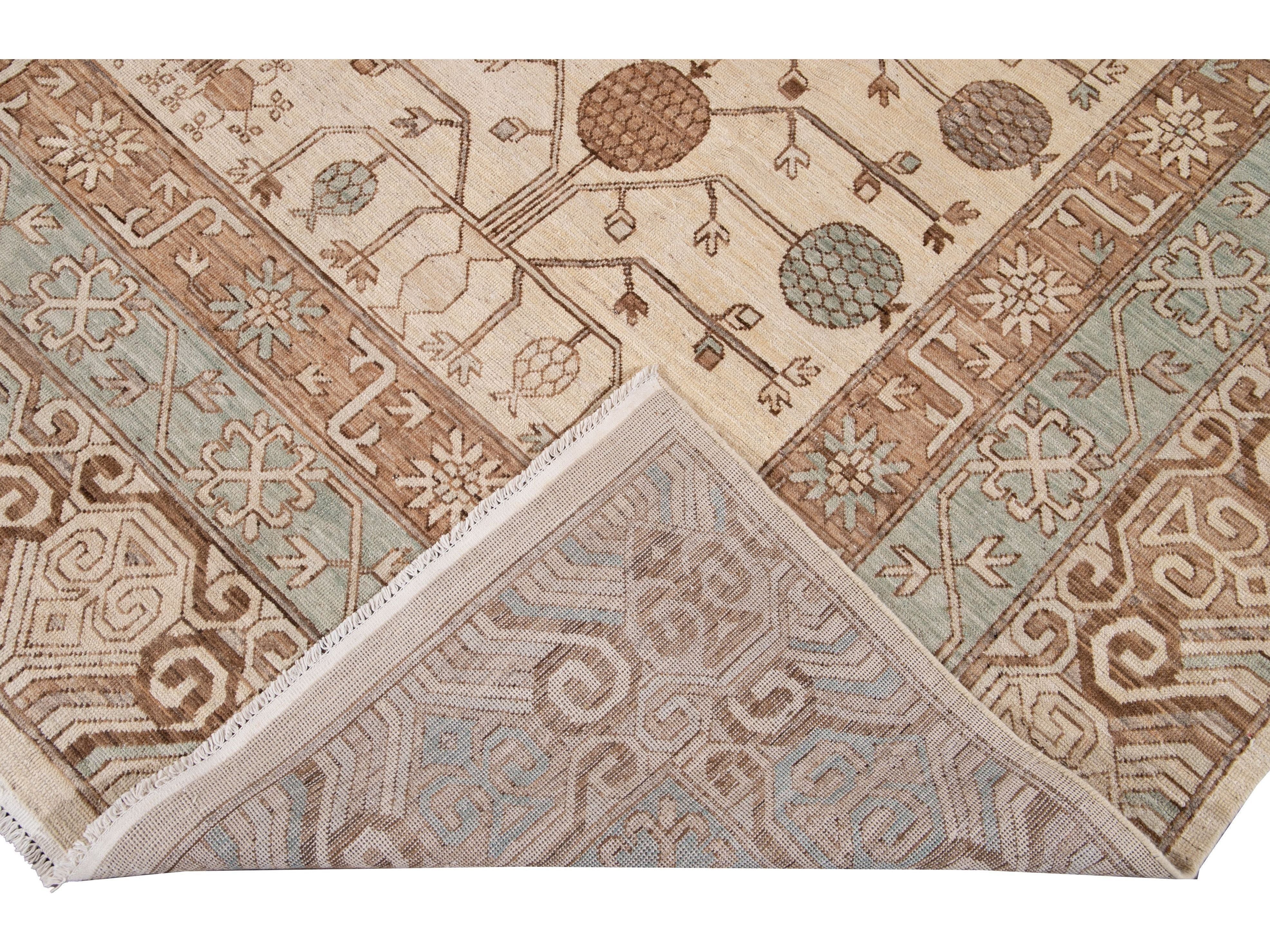 Modern Khotan Style Wool Rug 10 X 13