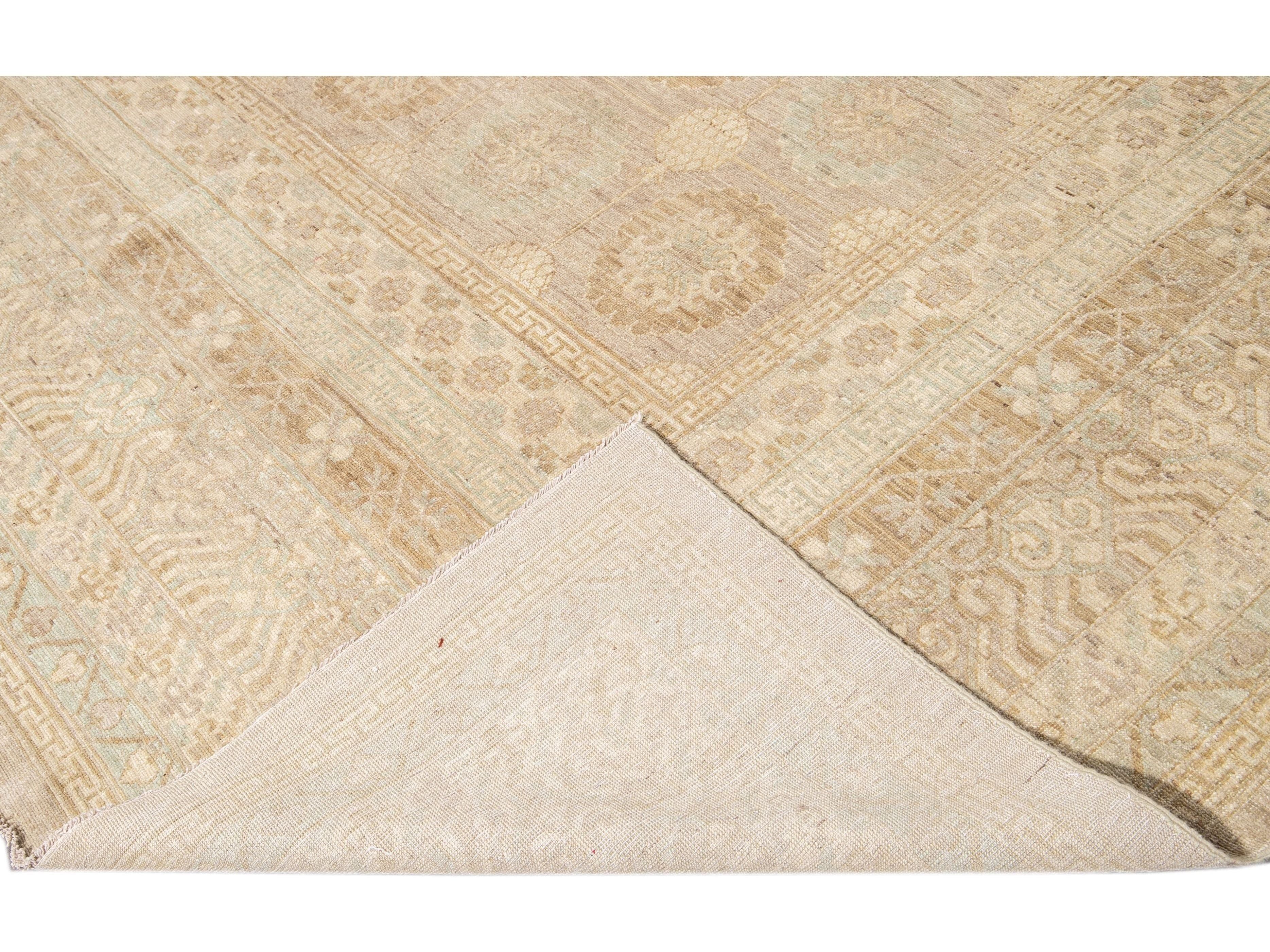 Modern Khotan Style Wool Rug 17 X 24