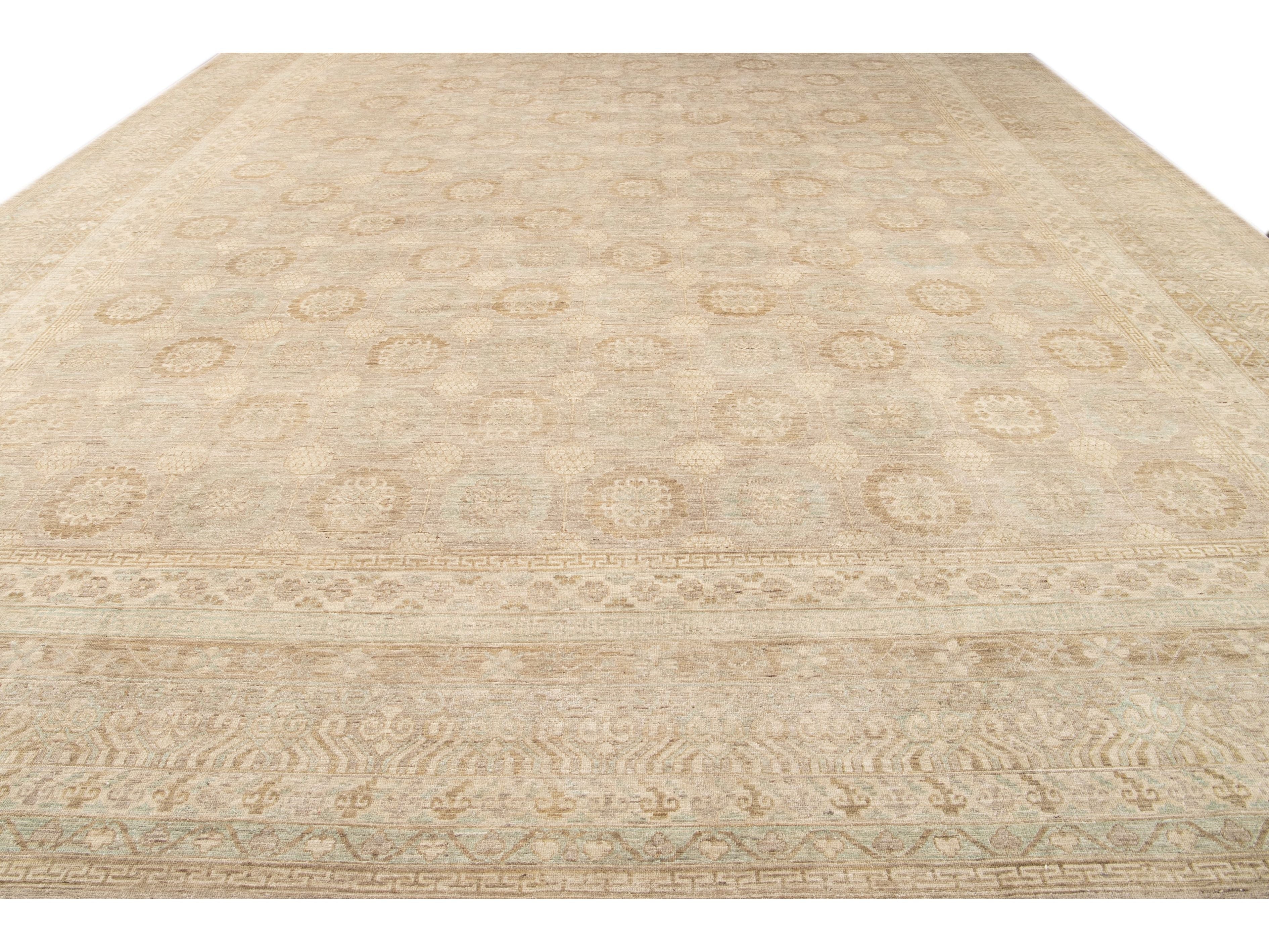Modern Khotan Style Wool Rug 17 X 24