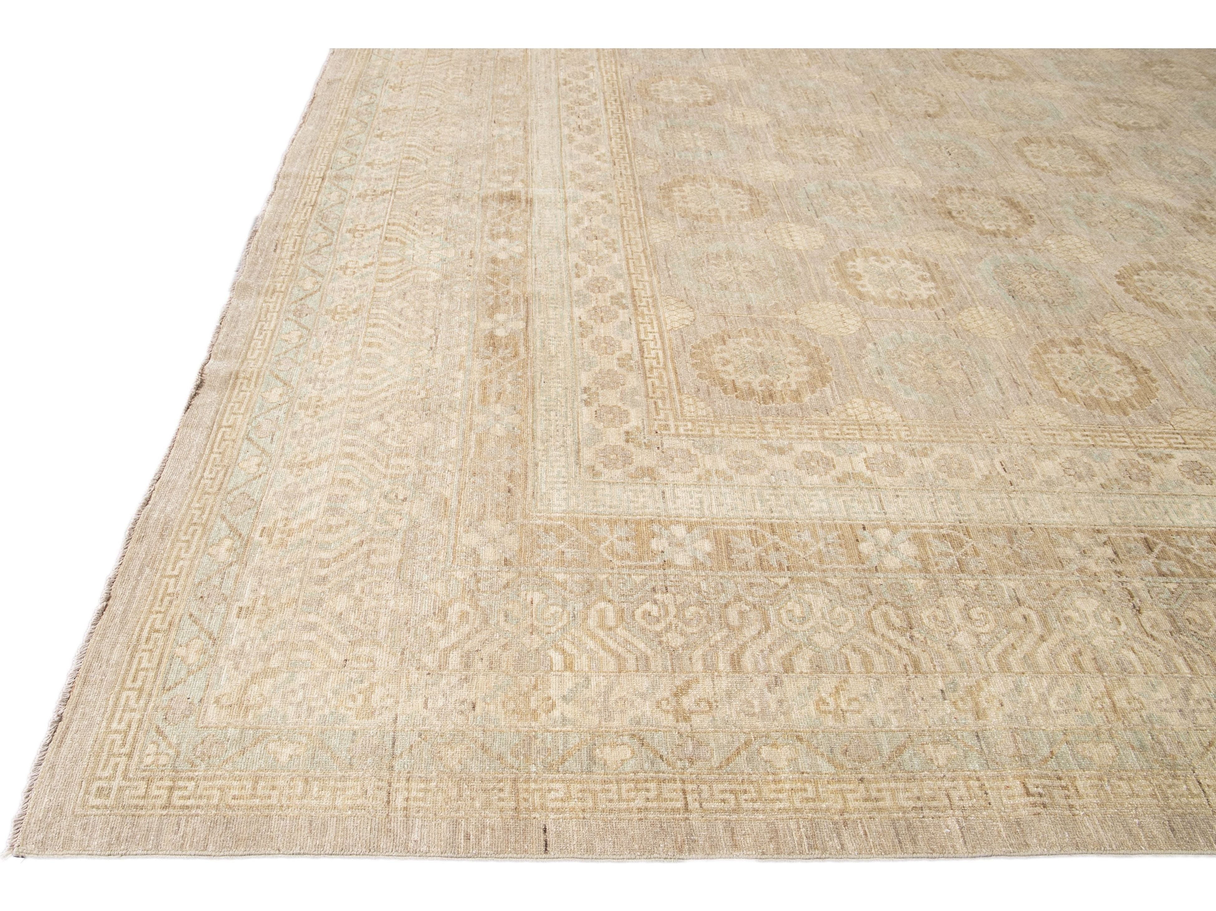 Modern Khotan Style Wool Rug 17 X 24