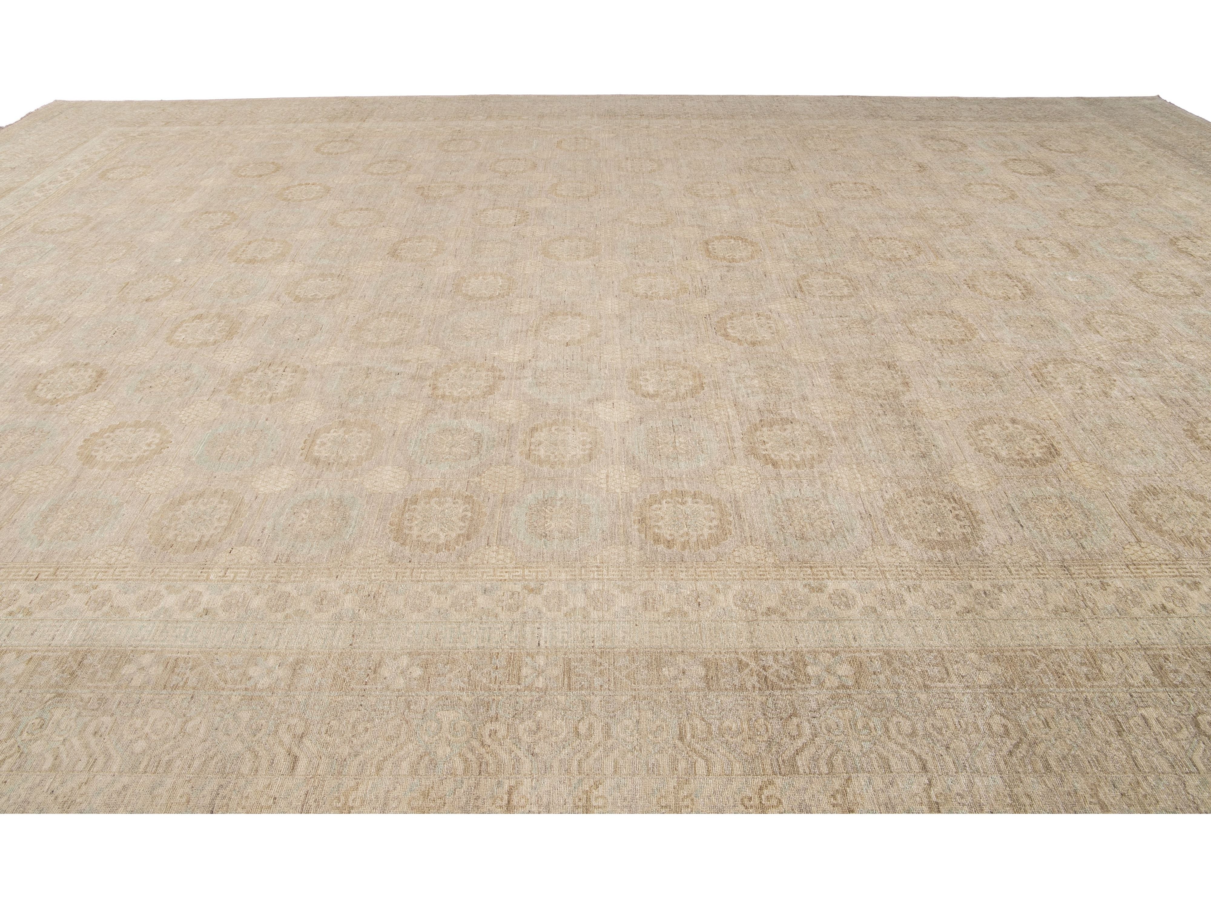 Modern Khotan Style Wool Rug 17 X 24\