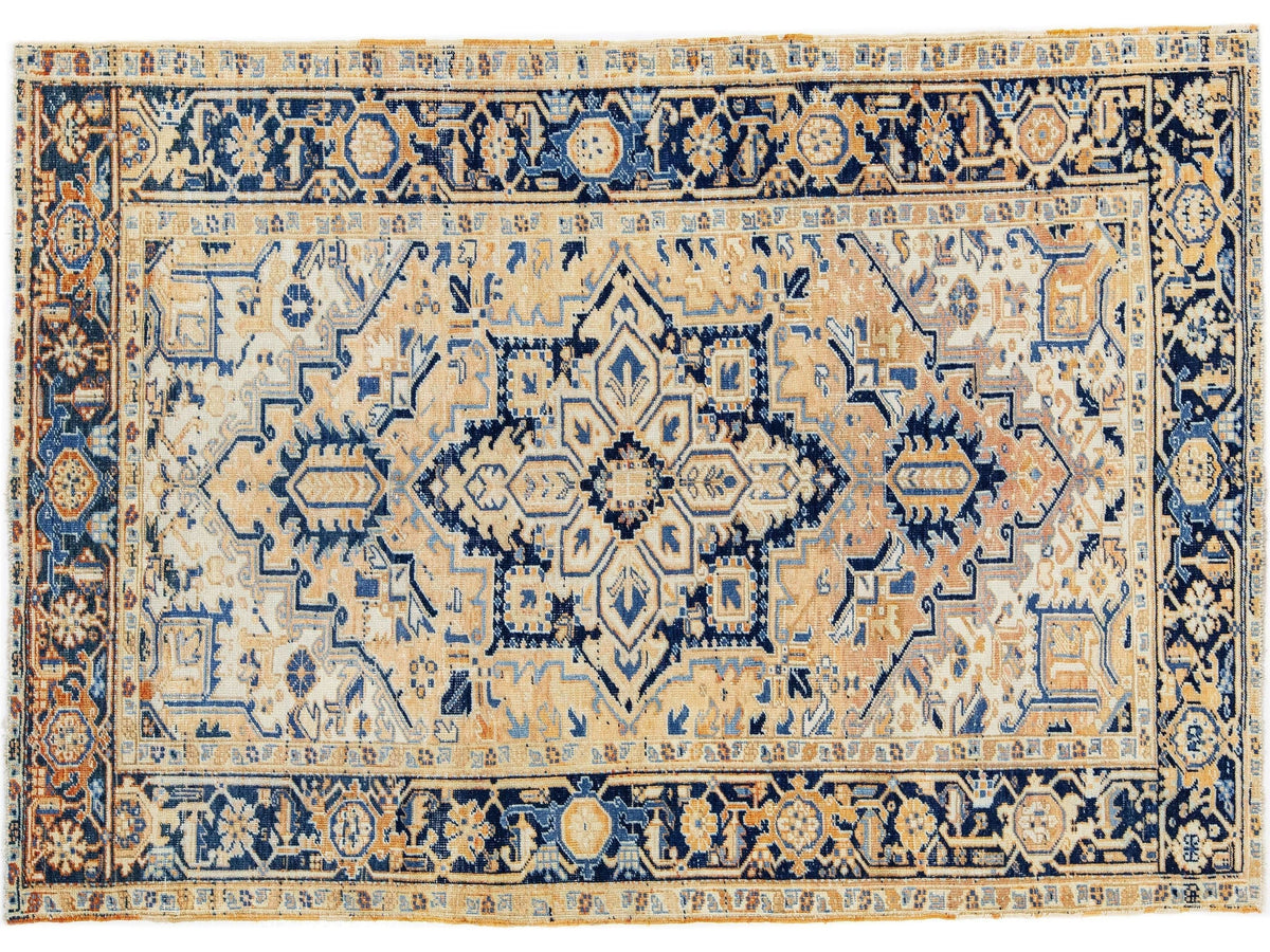 Antique Persian Heriz Wool Rug 6 X 8