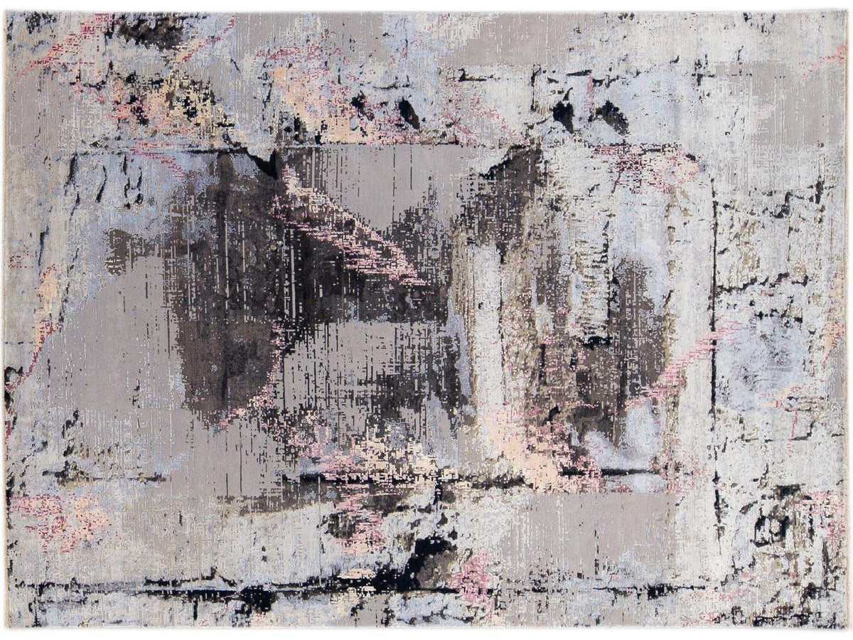 Modern Wool and Silk Rug 9 X 12