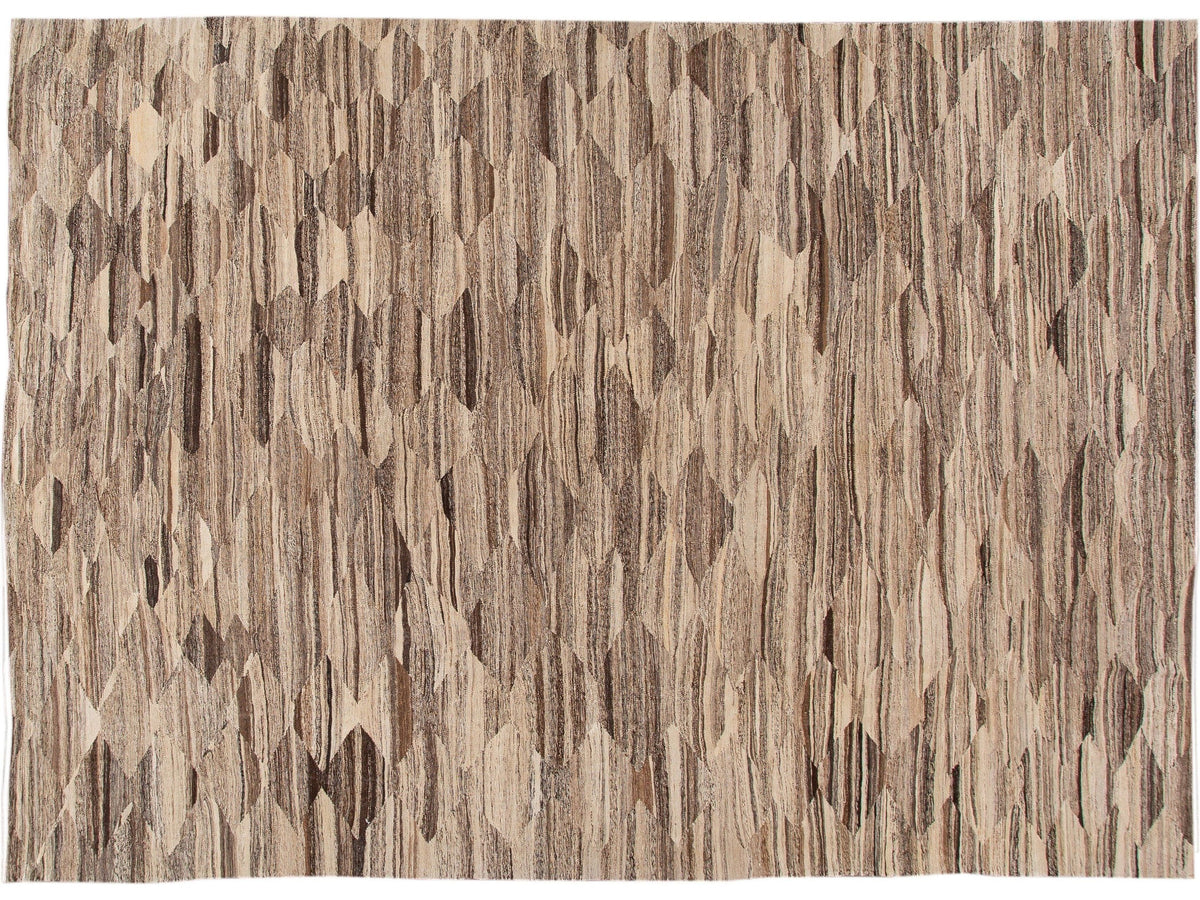 Modern Kilim Flatweave Abstract Wool Rug 11 X 16