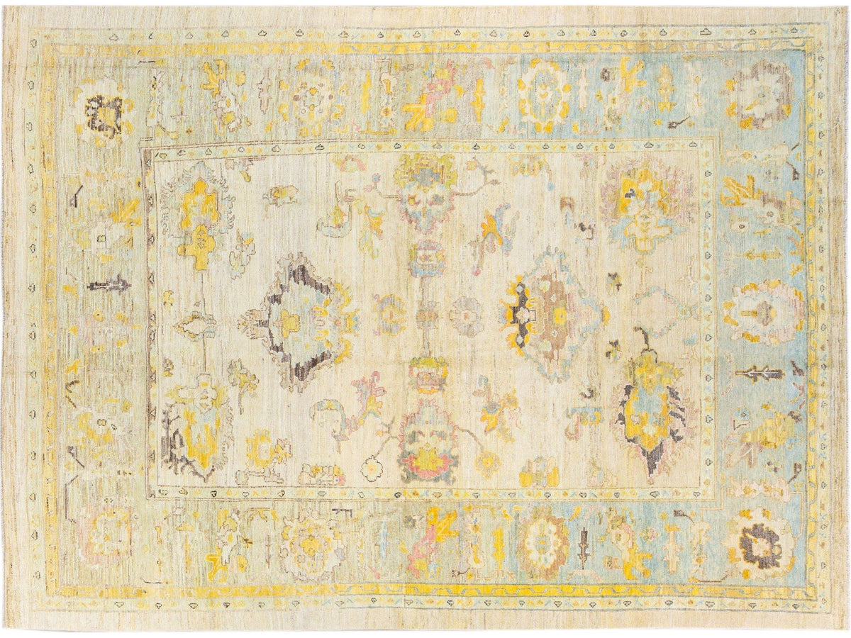Modern Oushak Wool Rug 11 X 14