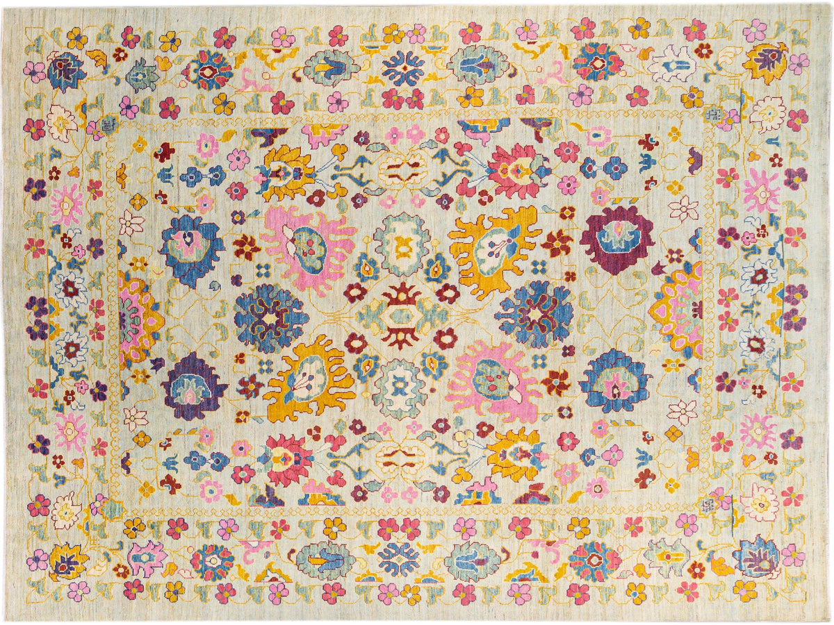 Modern Oushak Wool Rug 12 X 16