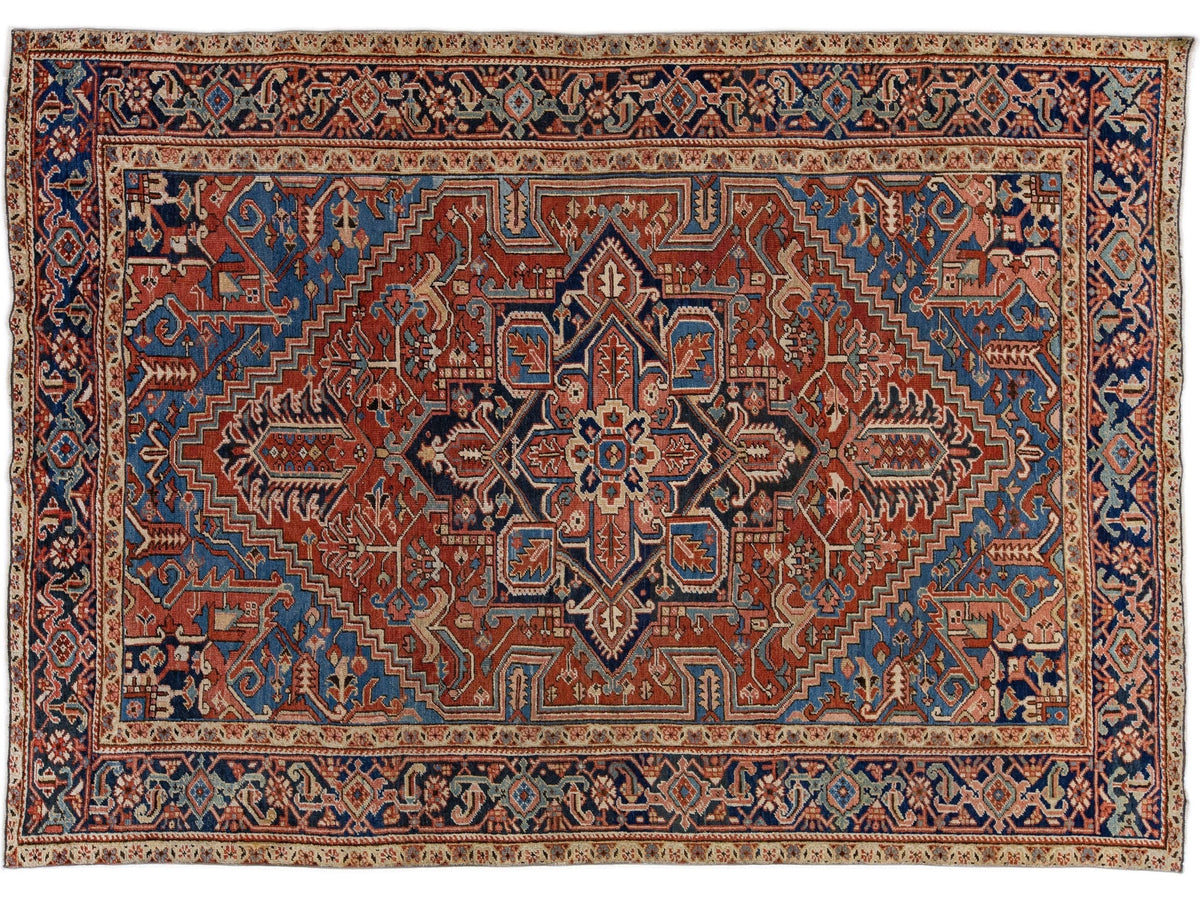 Antique Heriz Wool Rug 8 X 11