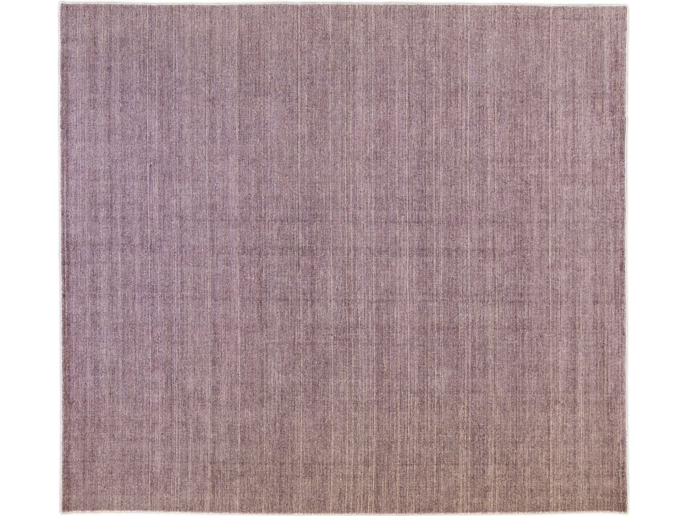 Modern Apadana's Groove Bamboo/Silk Handmade Purple Rug