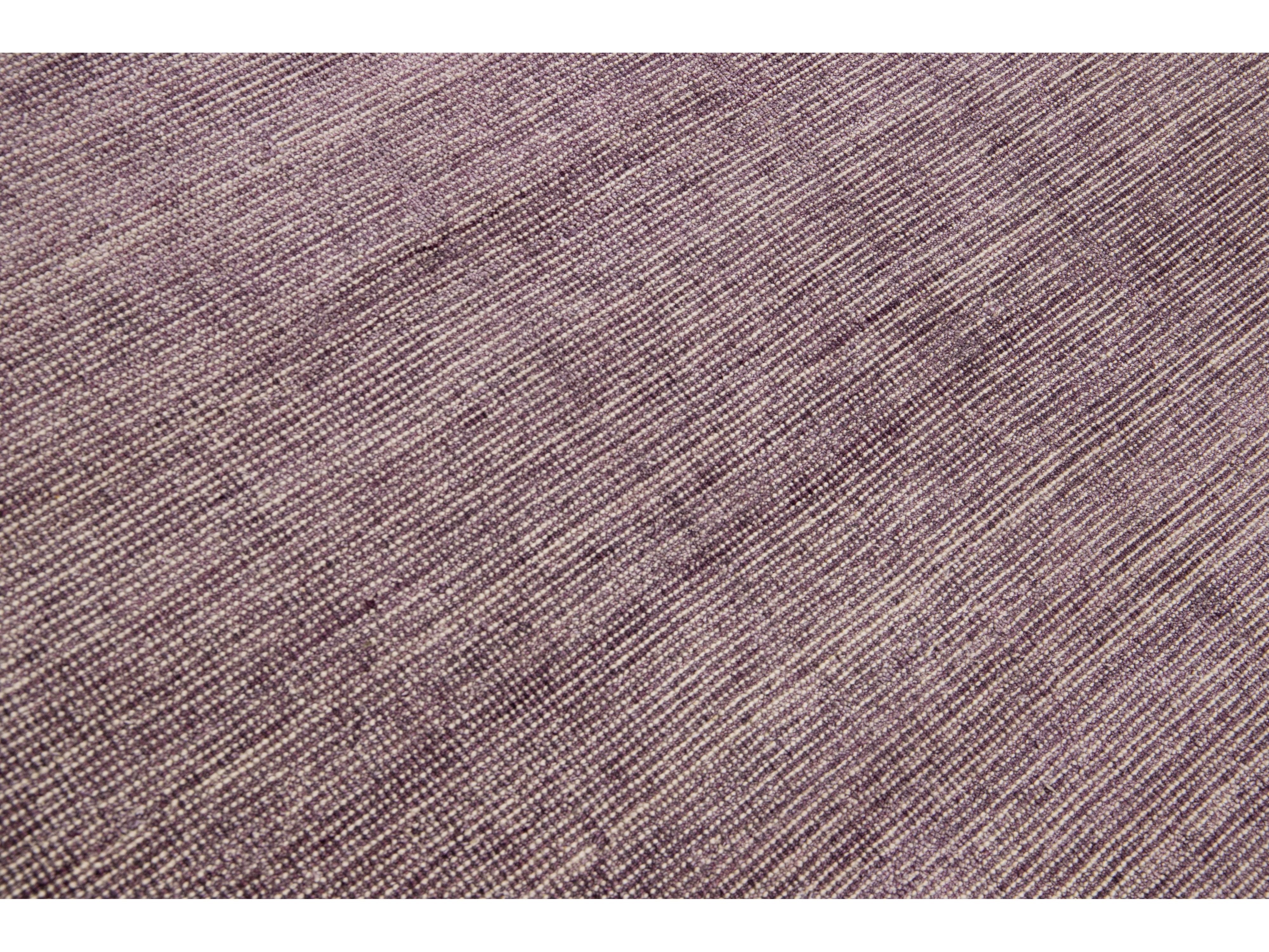 Modern Apadana's Groove Bamboo/Silk Handmade Purple Rug