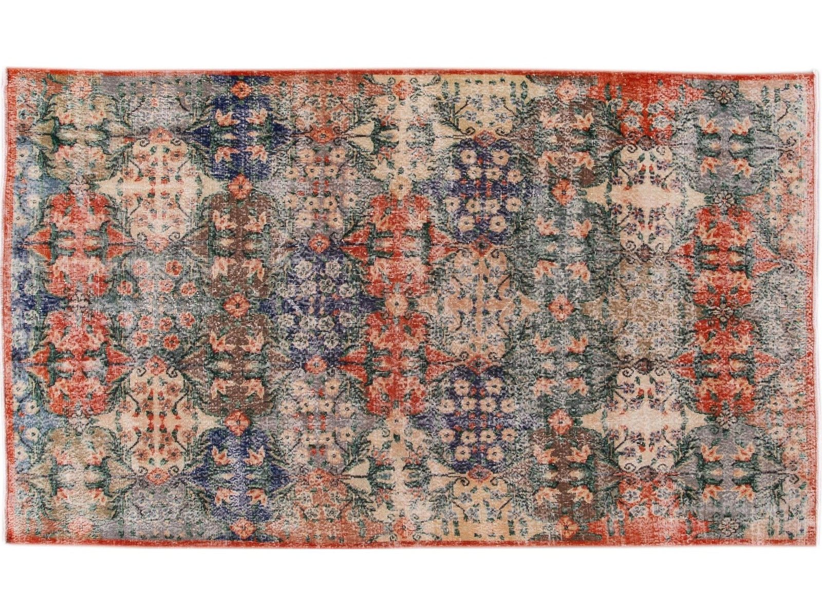 Vintage Turkish Art Deco Wool Rug 6 X 10