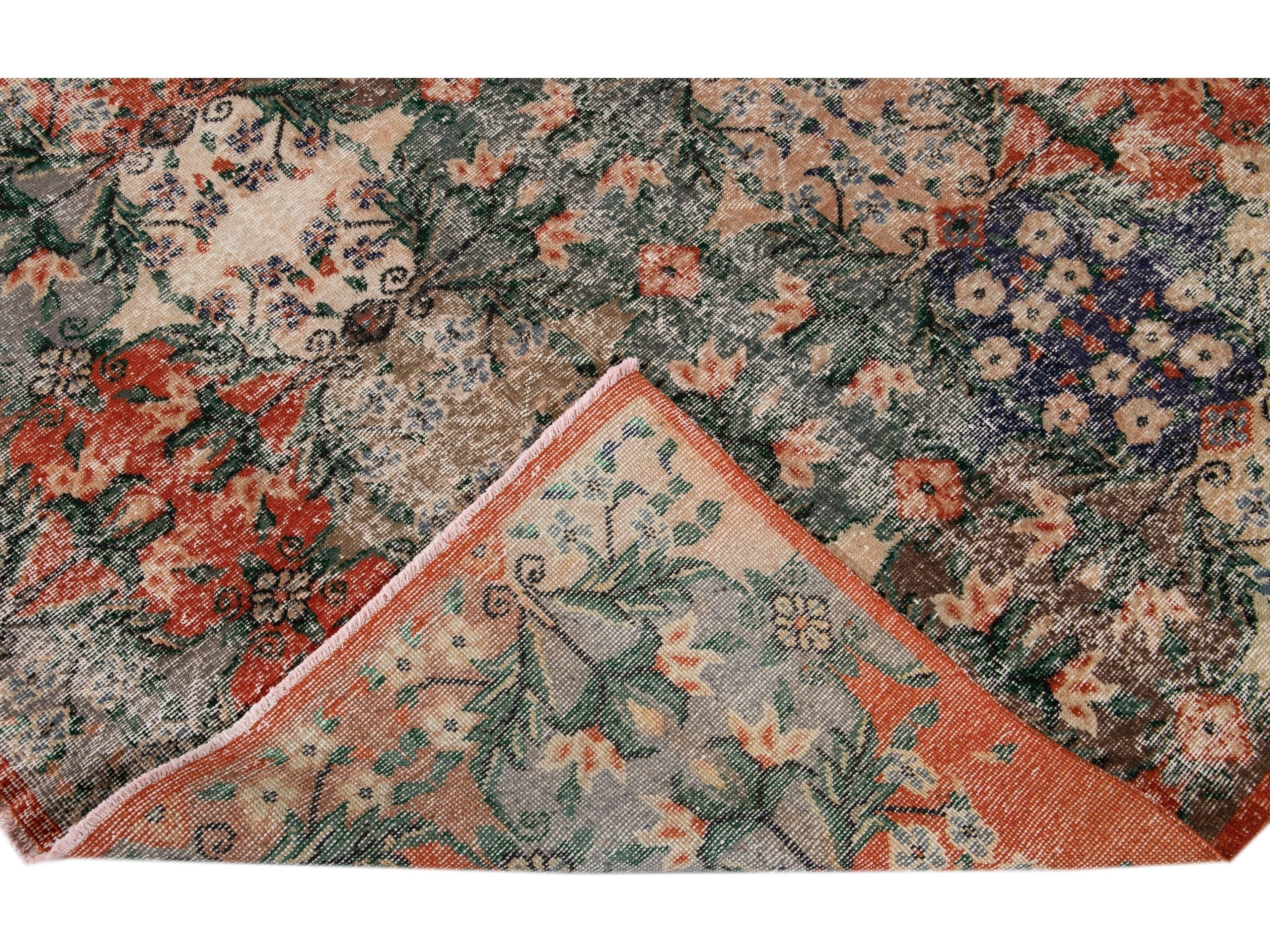 Vintage Turkish Deco Wool Rug 6 X 10