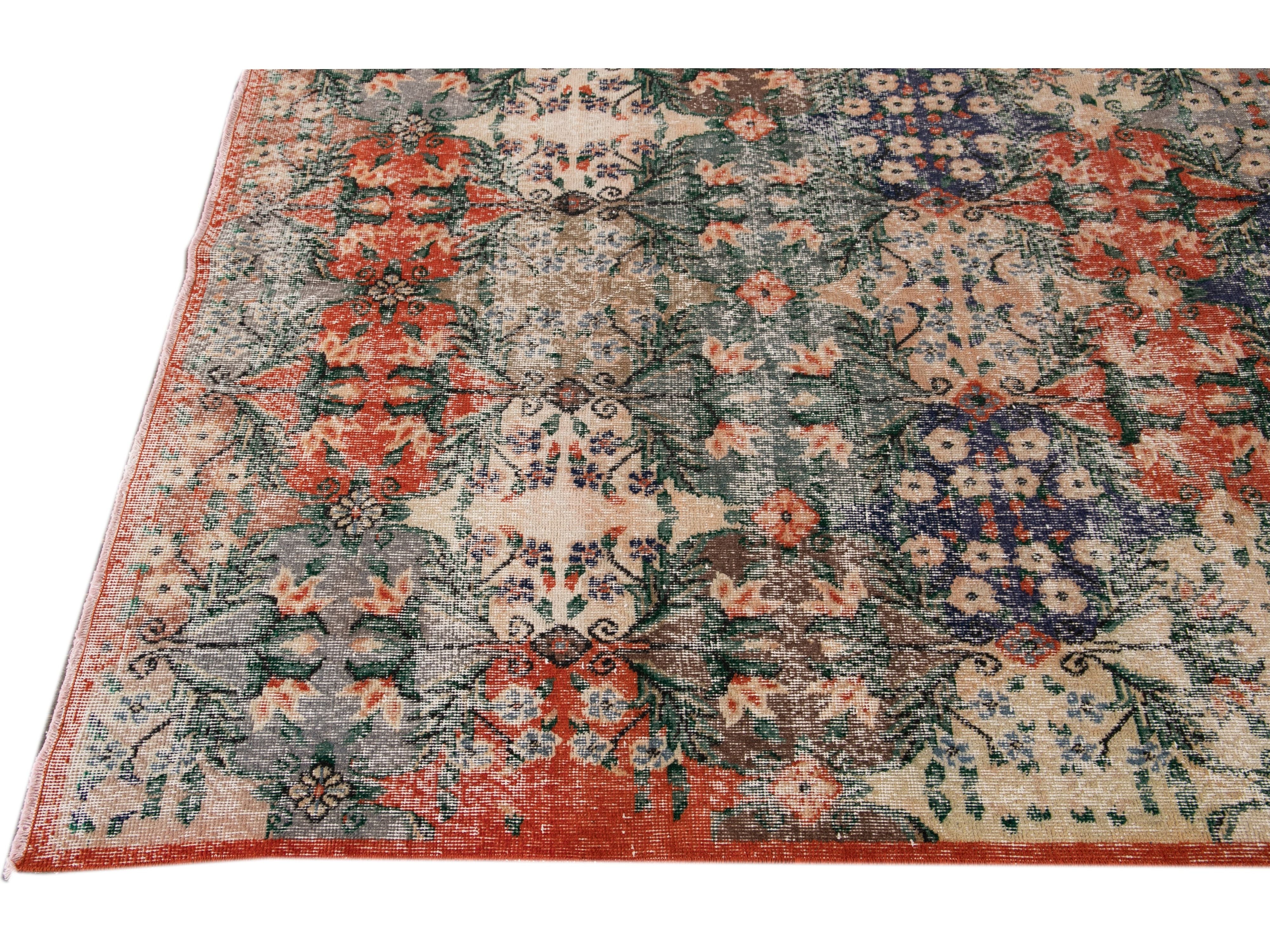 Vintage Turkish Deco Wool Rug 6 X 10