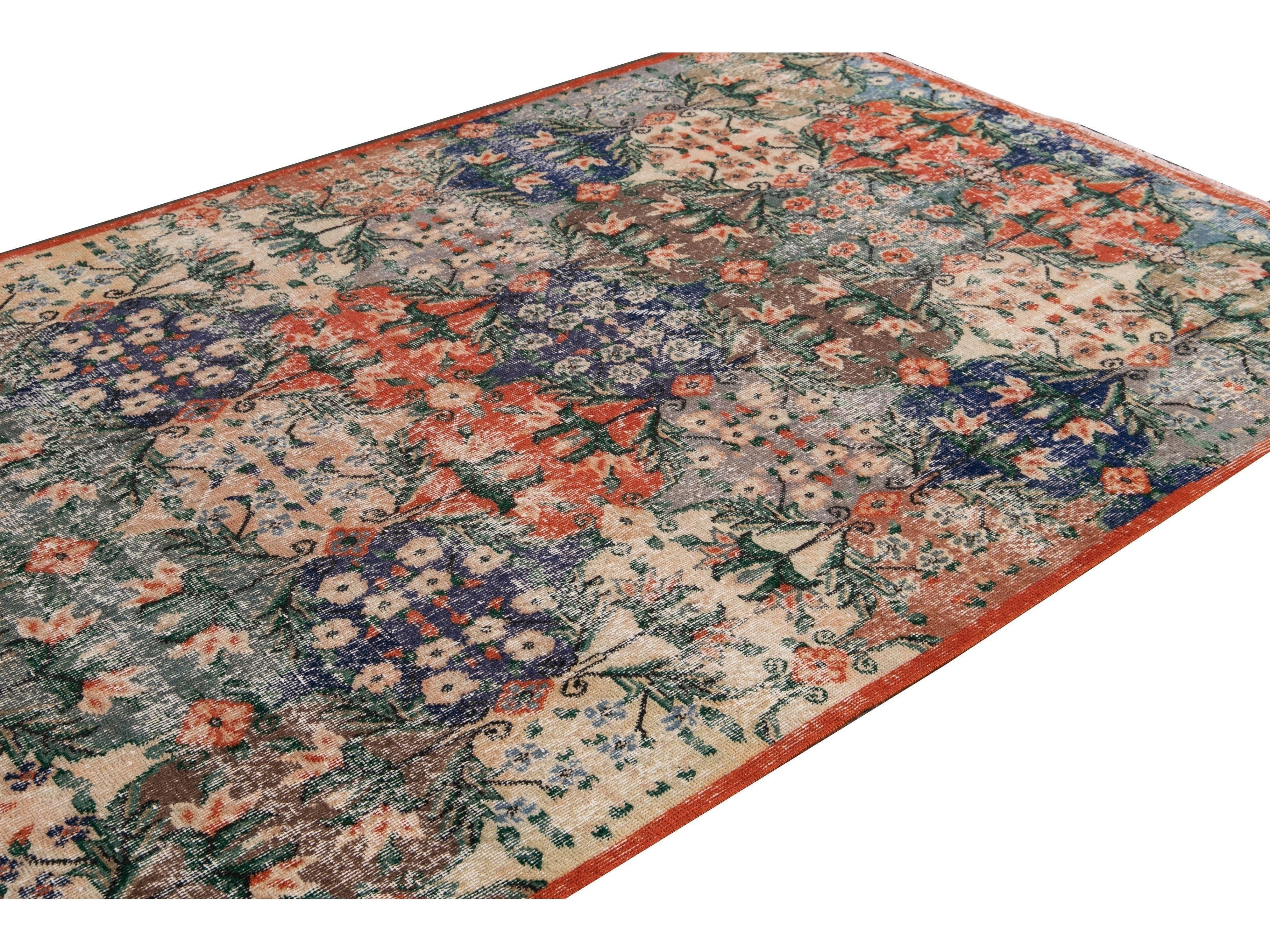 Vintage Turkish Deco Wool Rug 6 X 10