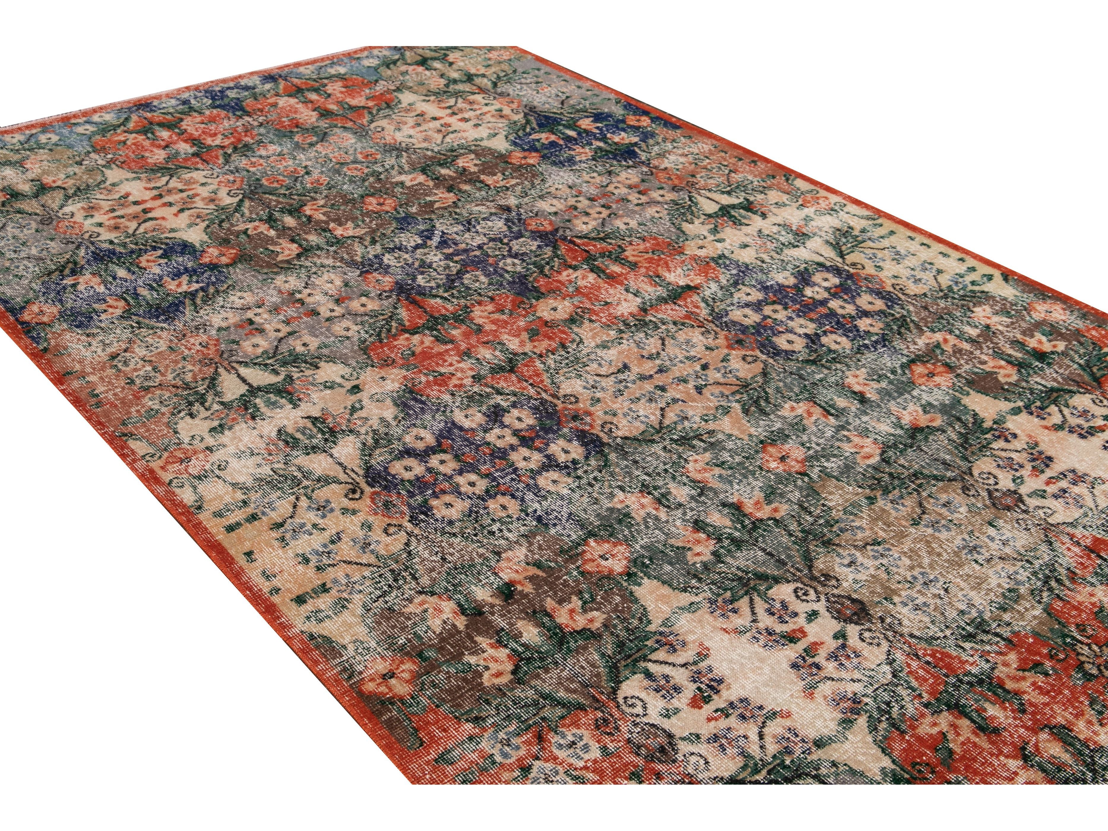 Vintage Turkish Deco Wool Rug 6 X 10
