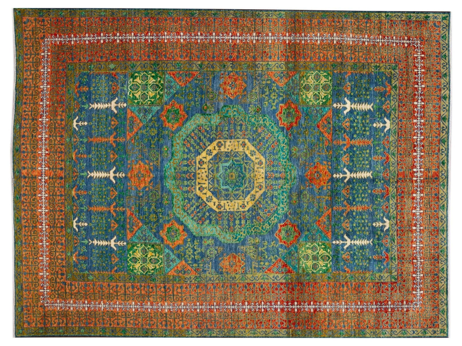 21st Century Modern Mamluk Wool Rug, 9' x 12'