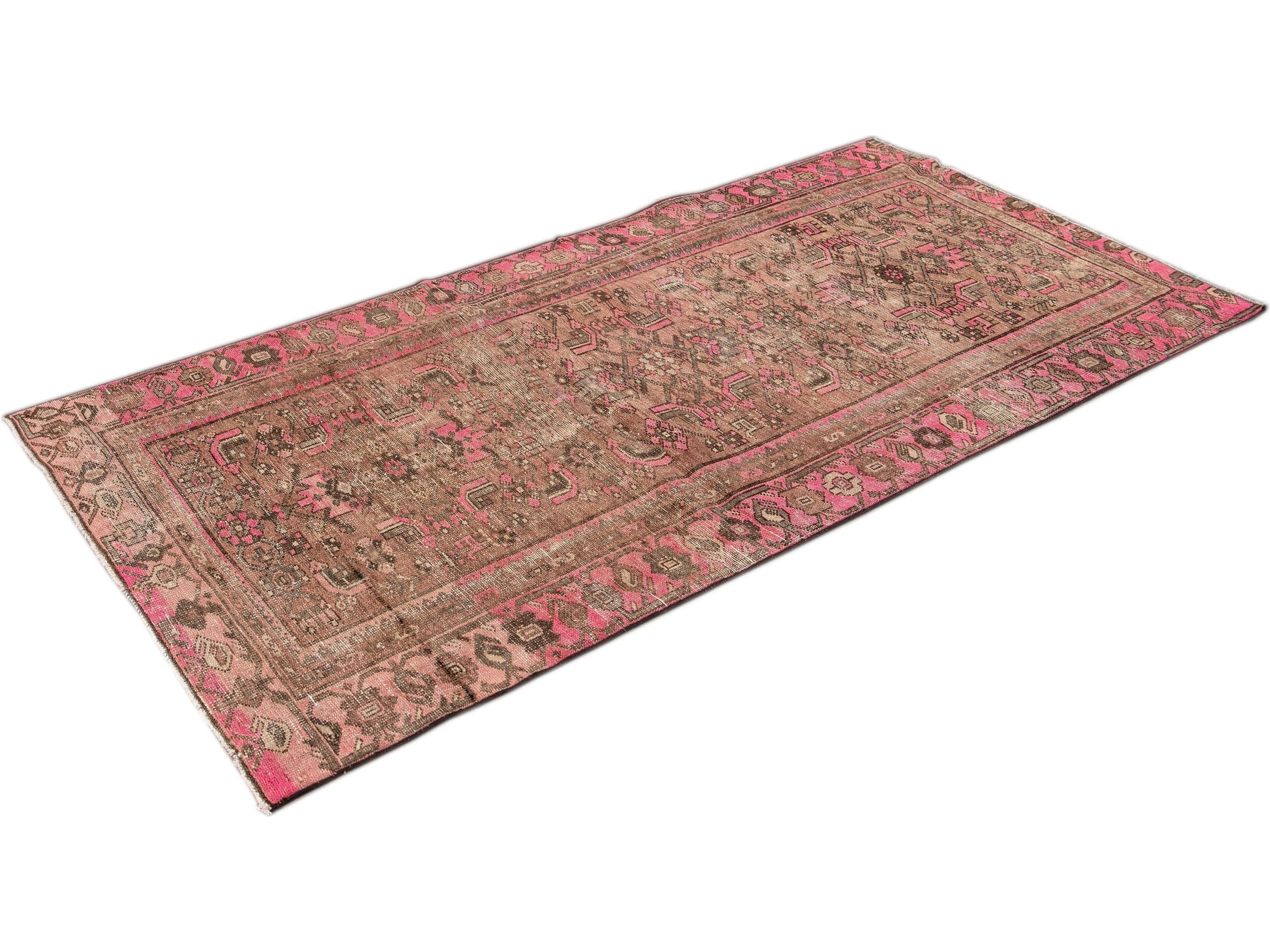 Vintage Shabby Chic Handmade Peach Wool Rug