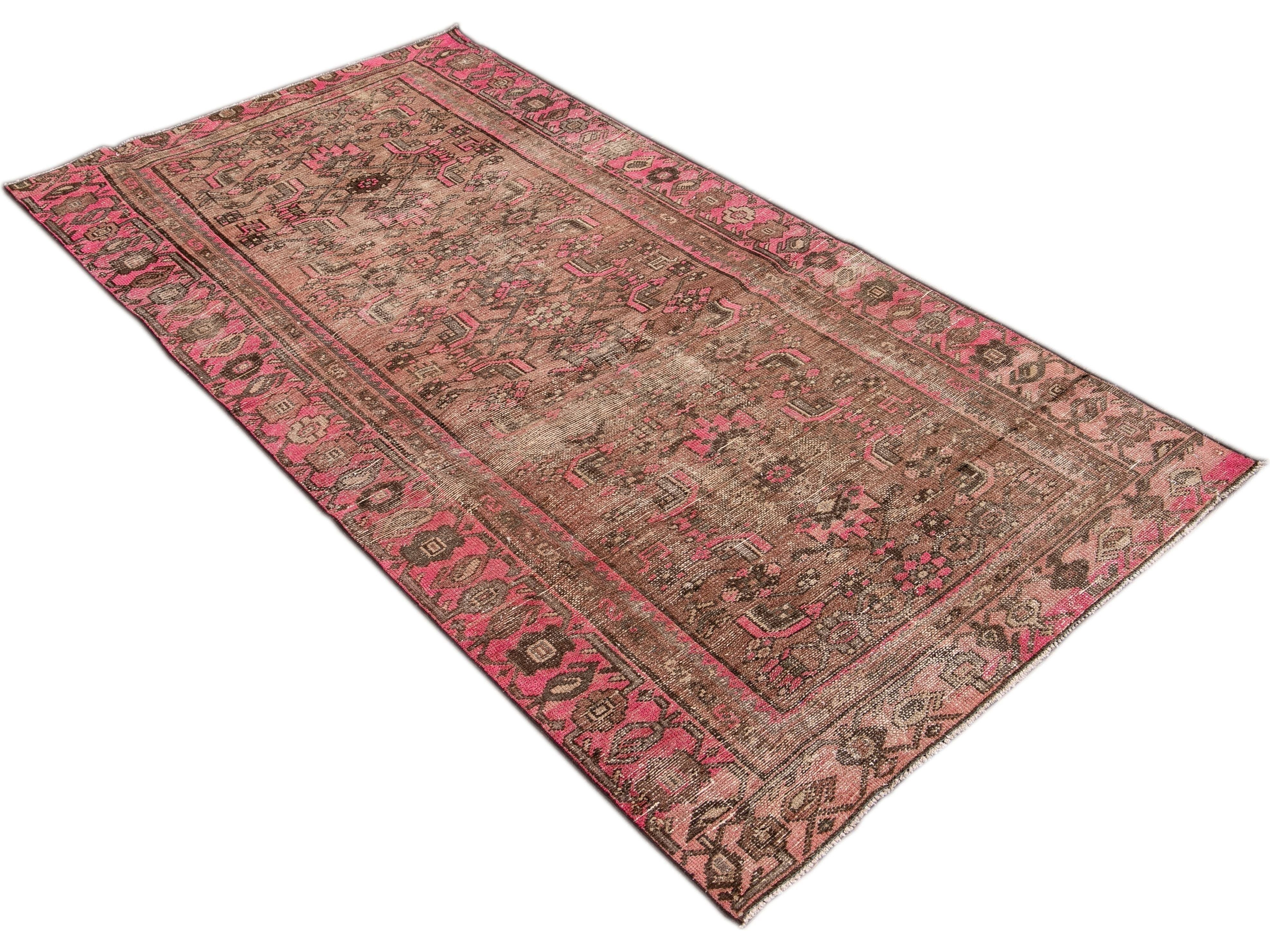 Vintage Shabby Chic Handmade Peach Wool Rug