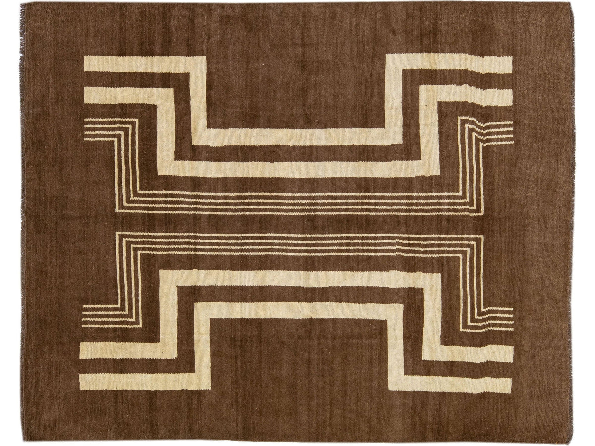Vintage Art Deco  Wool Rug 7 X 9