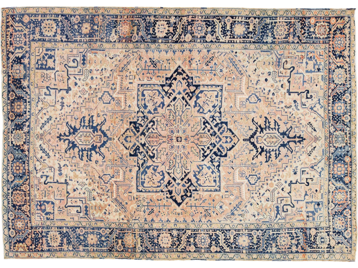 Antique Heriz Persian Wool Rug 9 X 12