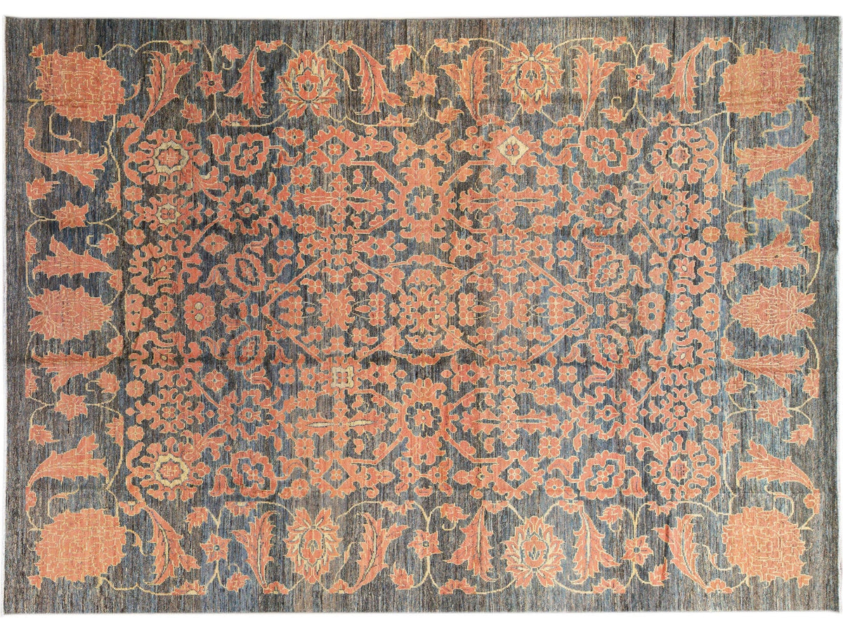 Modern Oushak Wool Rug 12 X 17
