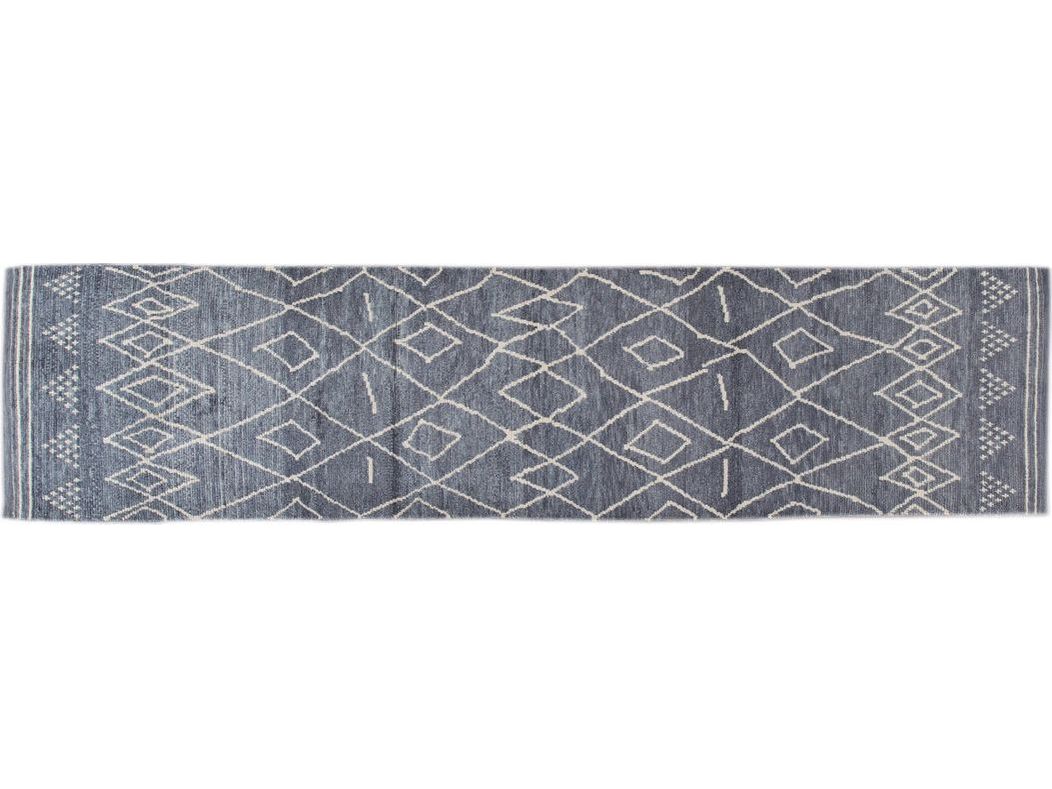 Modern Moroccan Wool Runner 3 X 13
