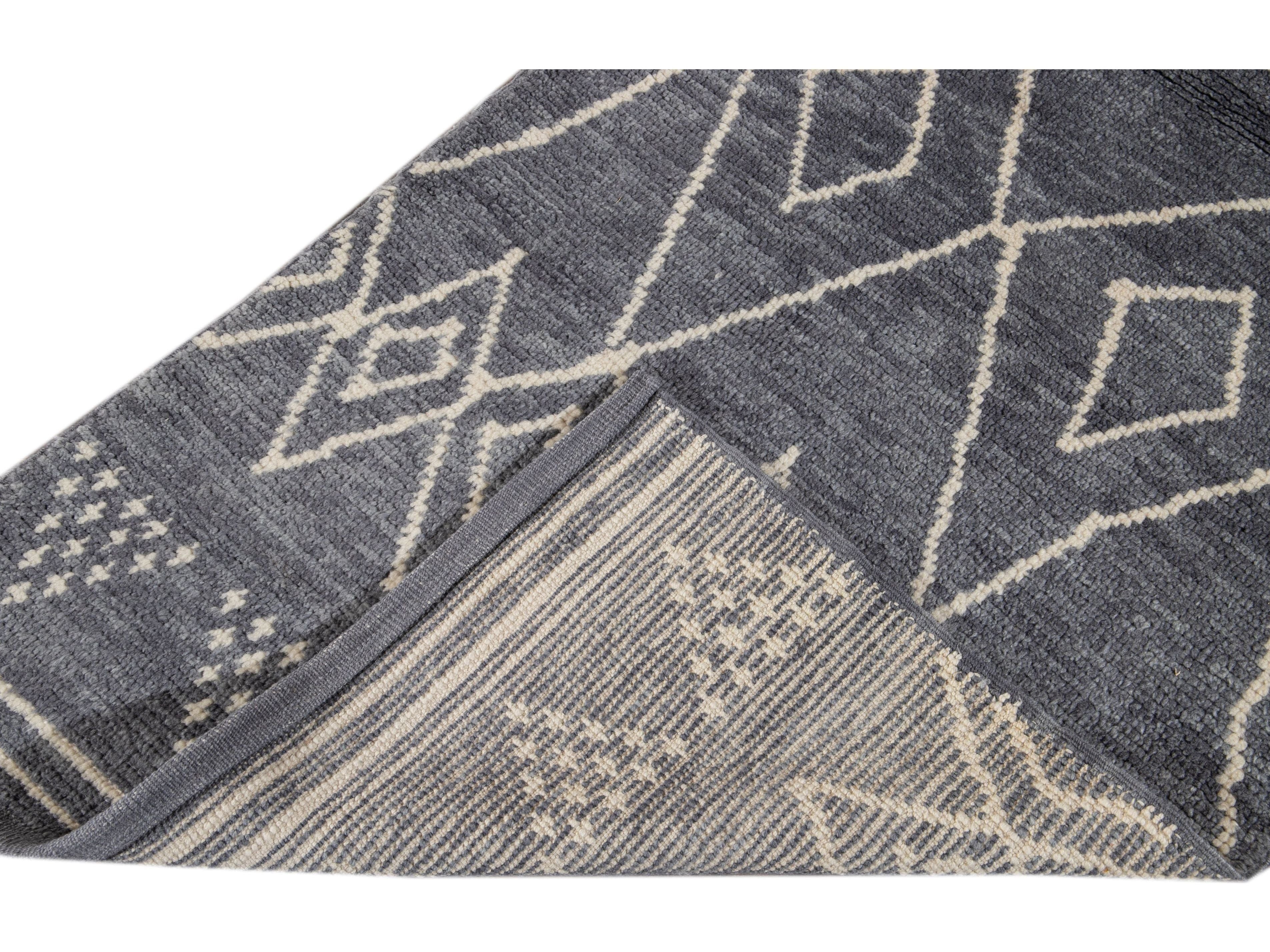Modern Moroccan Wool Runner 3 X 13