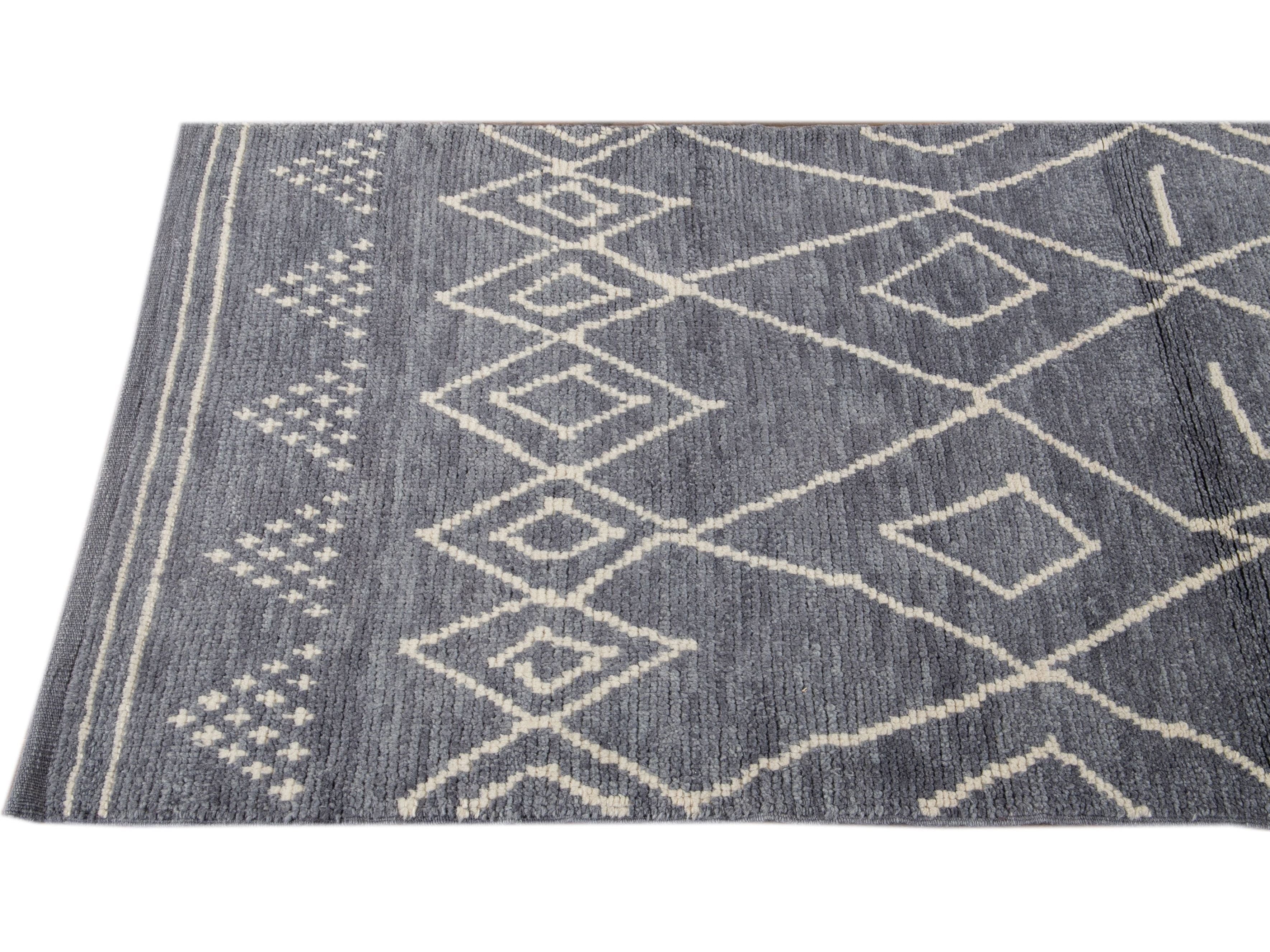 Modern Moroccan Wool Runner 3 X 13