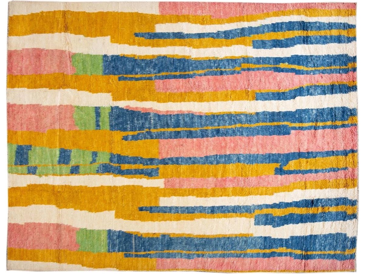 Modern Moroccan-Style Wool Rug 10 X 13