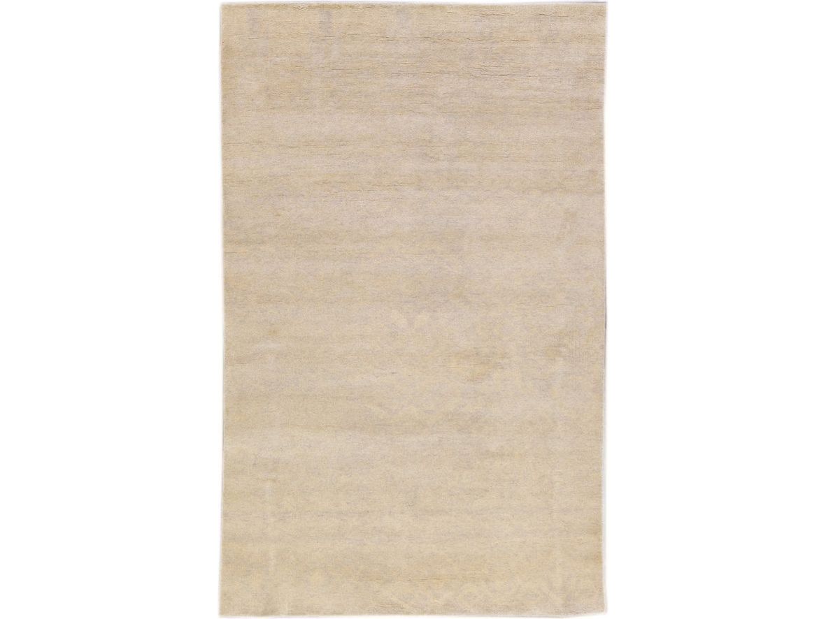 Modern Moroccan Style Handmade Seamless Beige Wool Rug