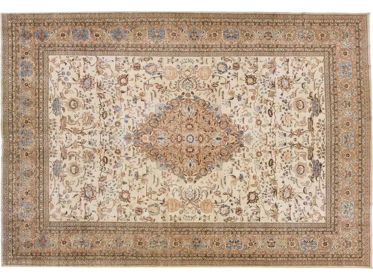 Antique Tabriz Wool Rug 12 X 16
