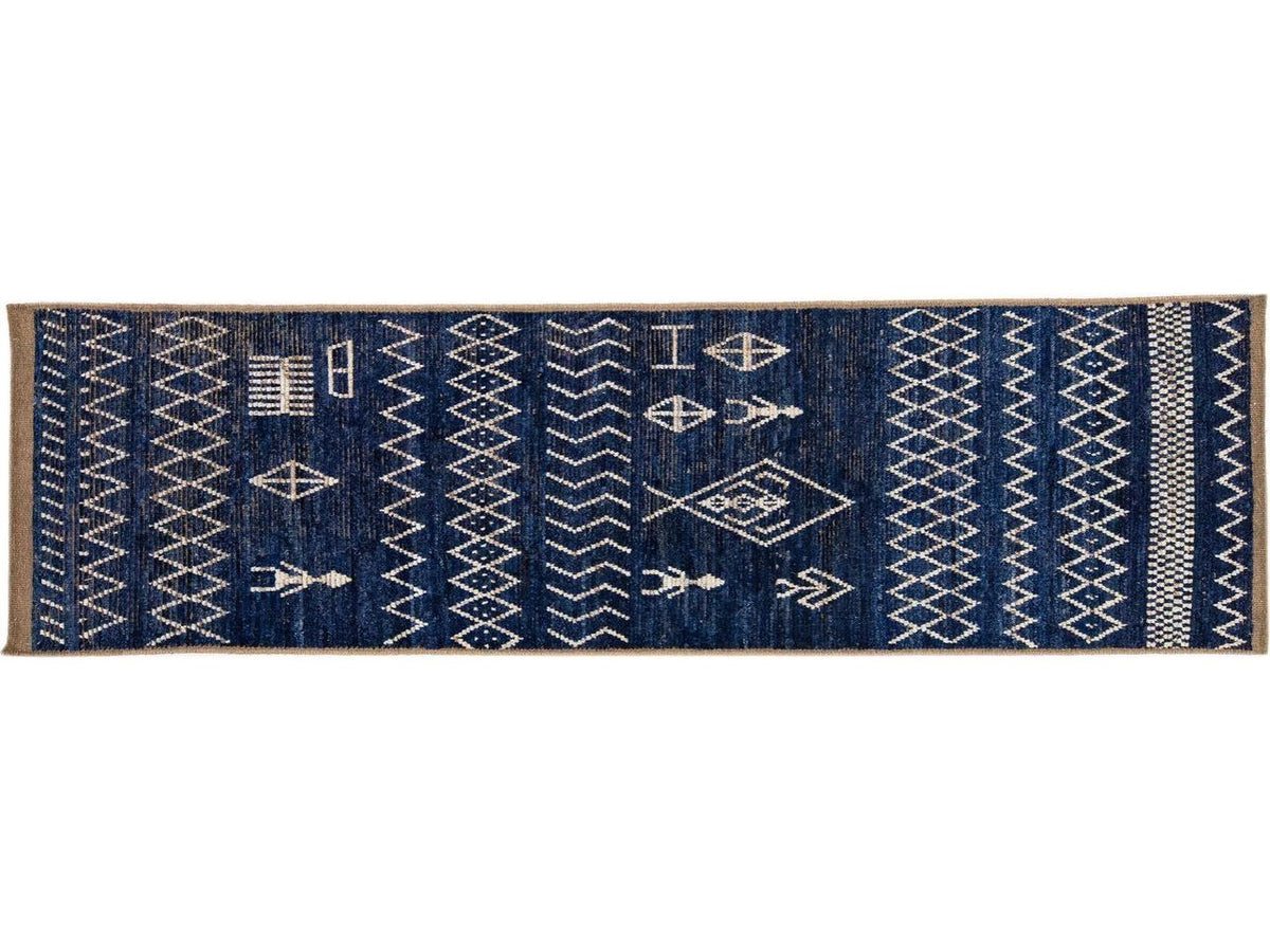 Modern Moroccan Wool Runner 3 X 10