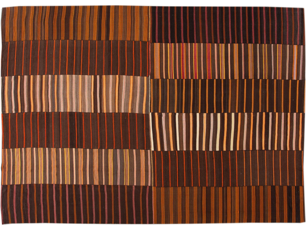 Vintage Striped Flatweave Wool Rug 12 X 16