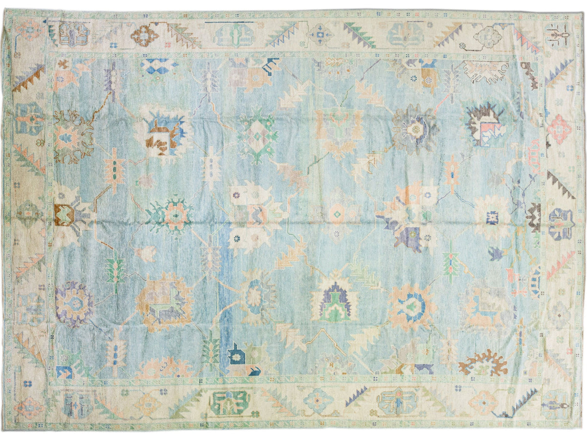 Modern Oushak Wool Rug 12 X 17