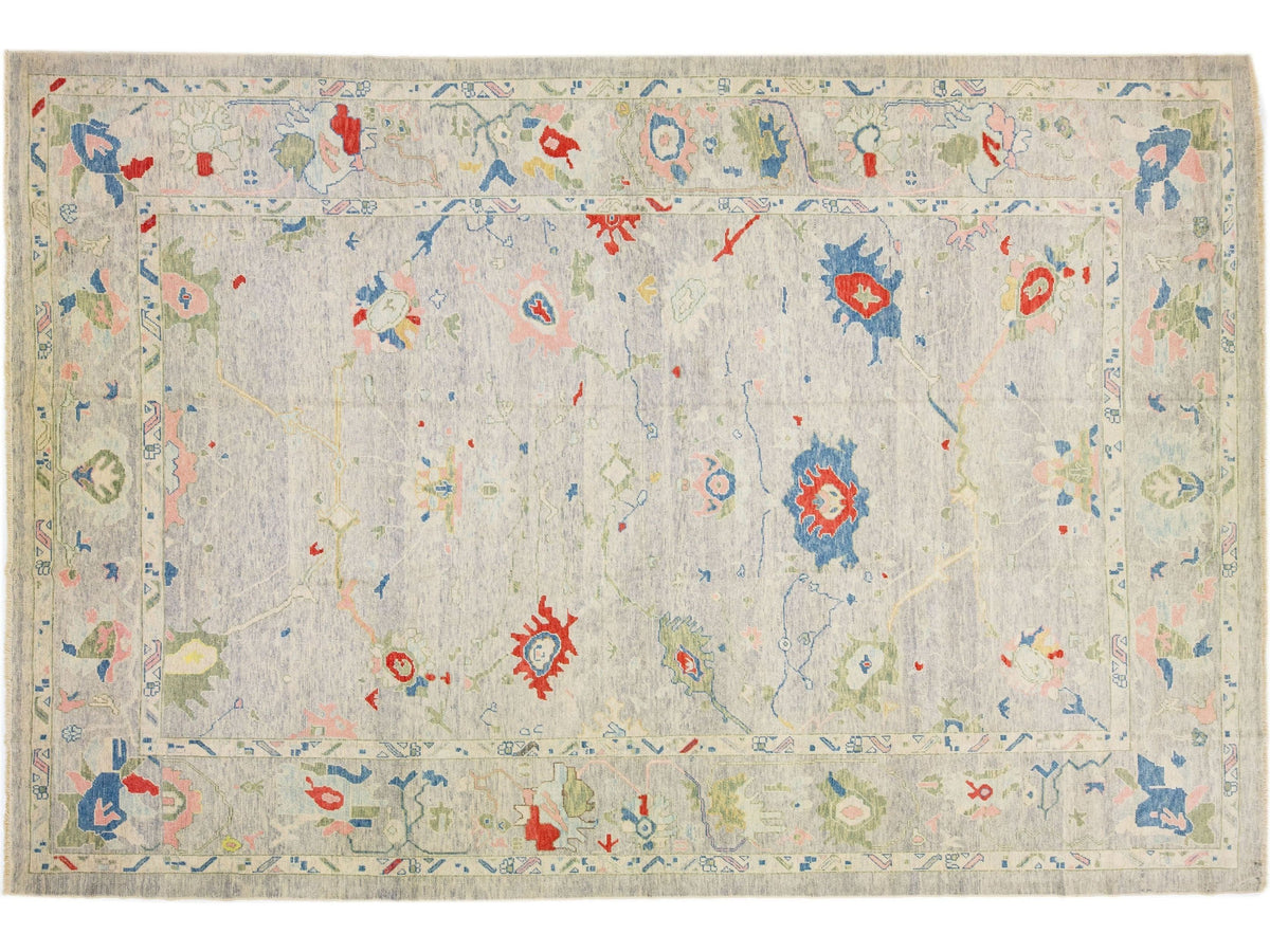 Modern Turkish Oushak Wool Rug 13 X 19