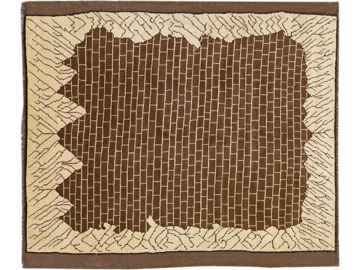 Vintage Art Deco Wool Rug 7 X 8