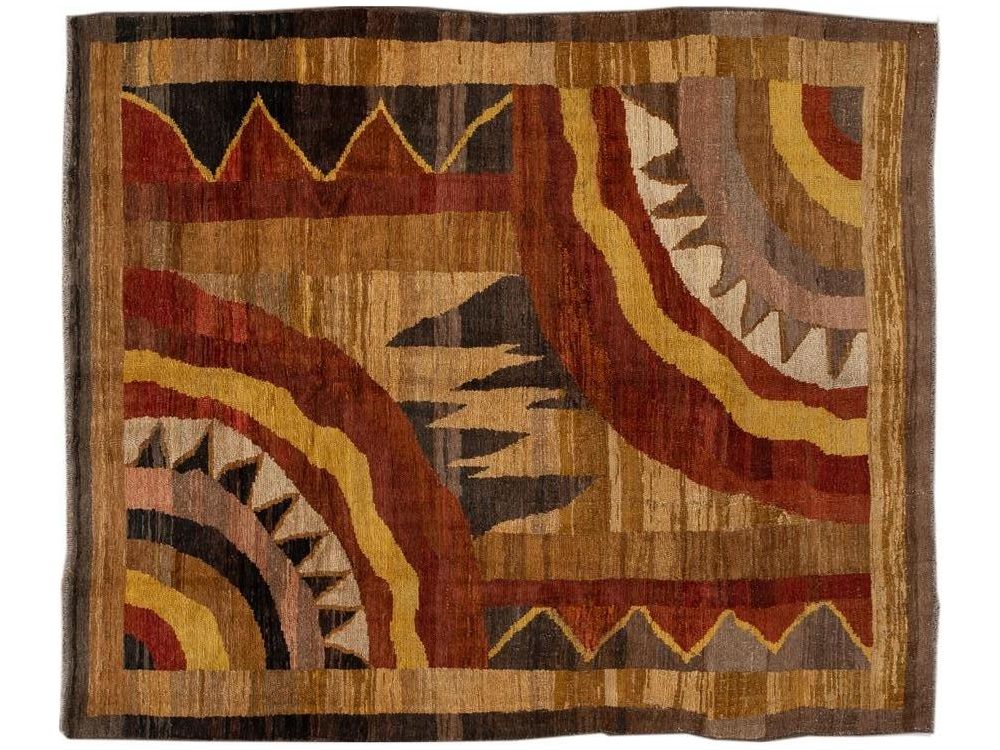 Vintage Art Deco Style Wool Rug 6 X 7