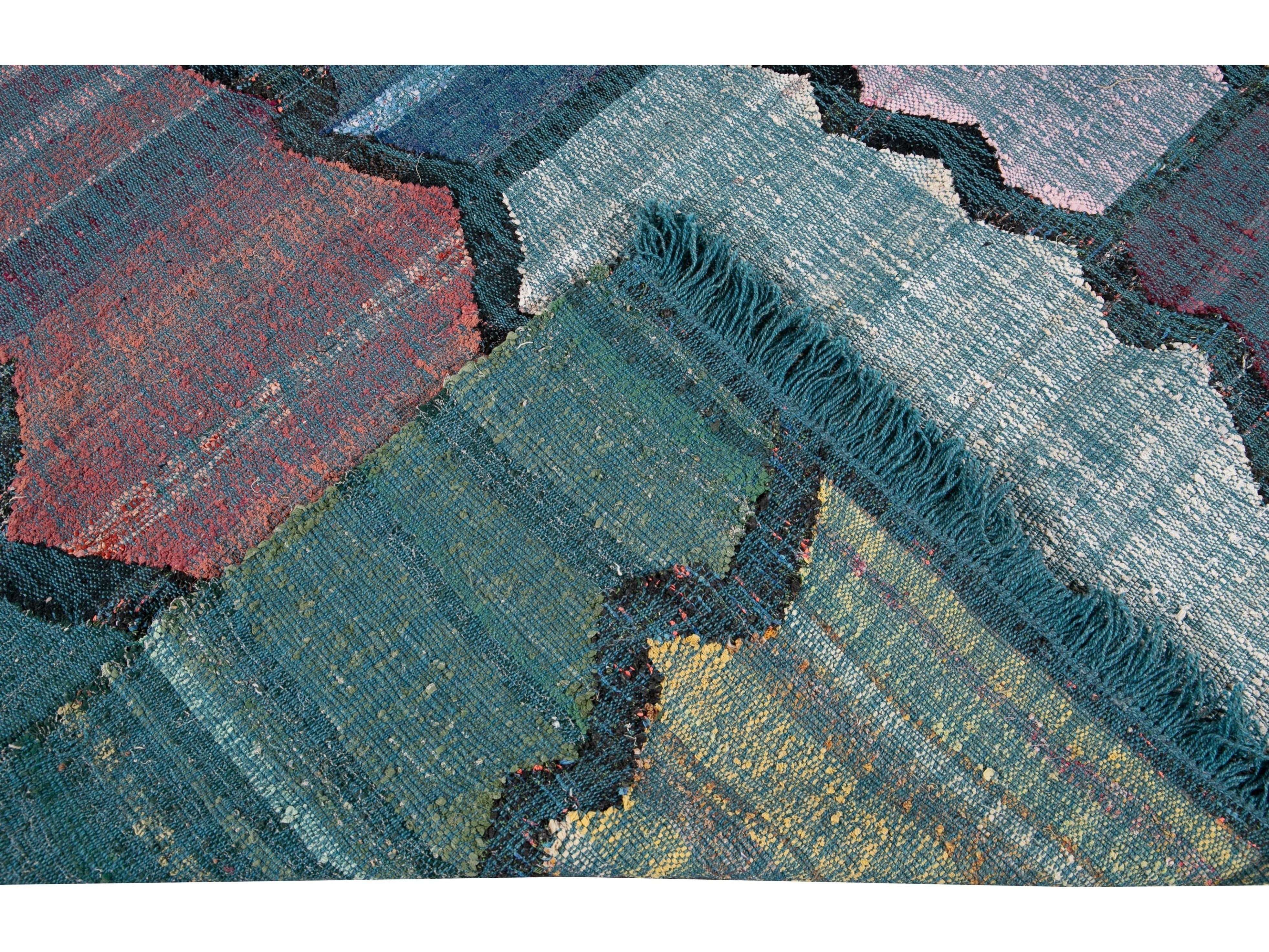 Modern Kilim Wool Rug 9  X 13
