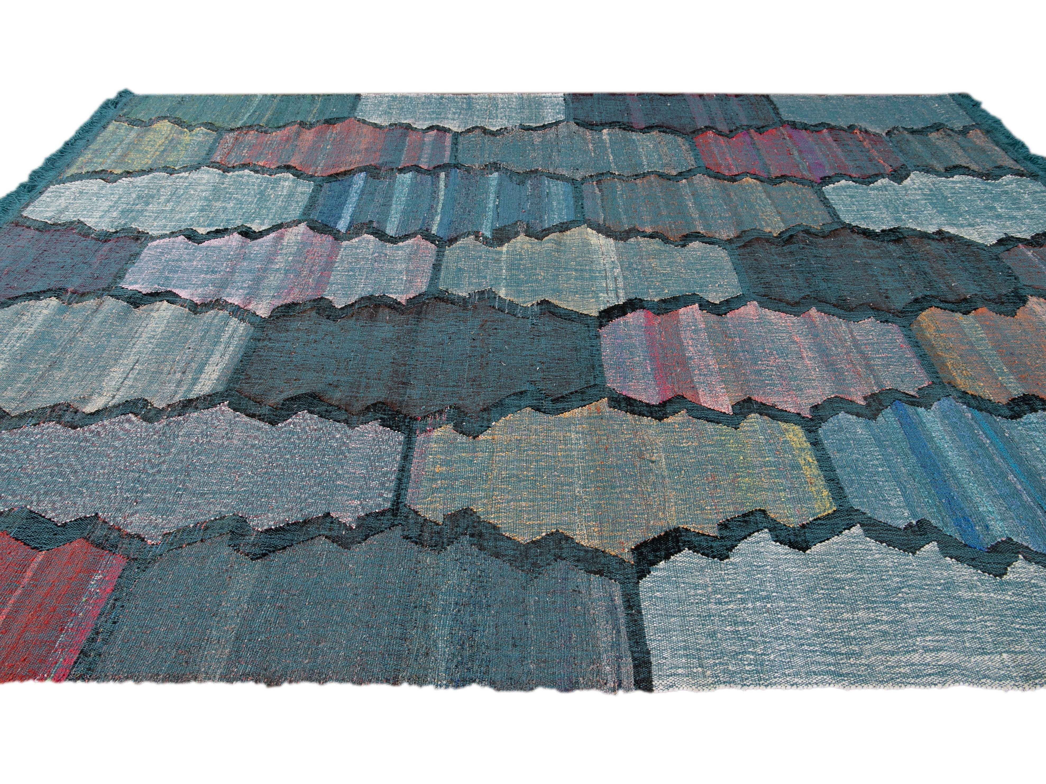 Modern Kilim Wool Rug 9  X 13