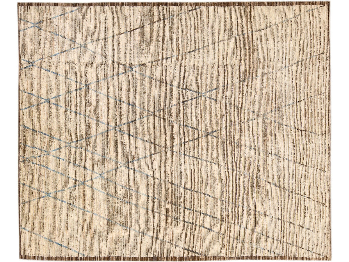 Modern Moroccan Boho Wool Rug 11 X 13